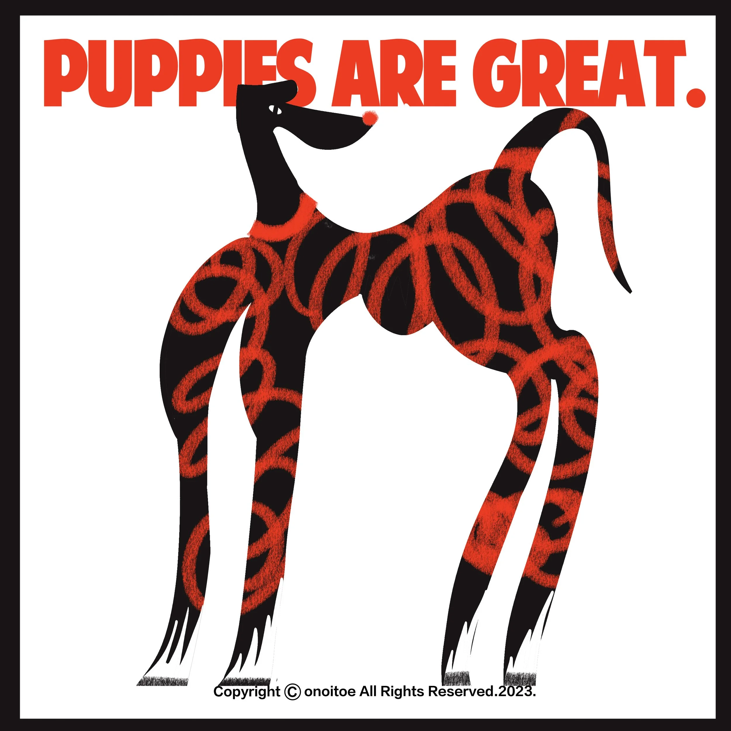 7Ono itoe_Caper Illustration Agency _ Illustration & Animation_people_portrait_figurative_emotion_graphic_printmaking_poster_colourful_pattern_dog_pet_animal_Puppies are great_.jpg