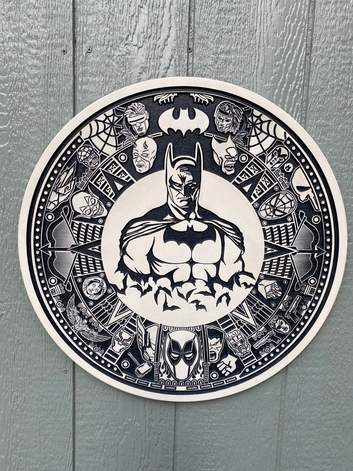 24" round Batman like Aztec calendar