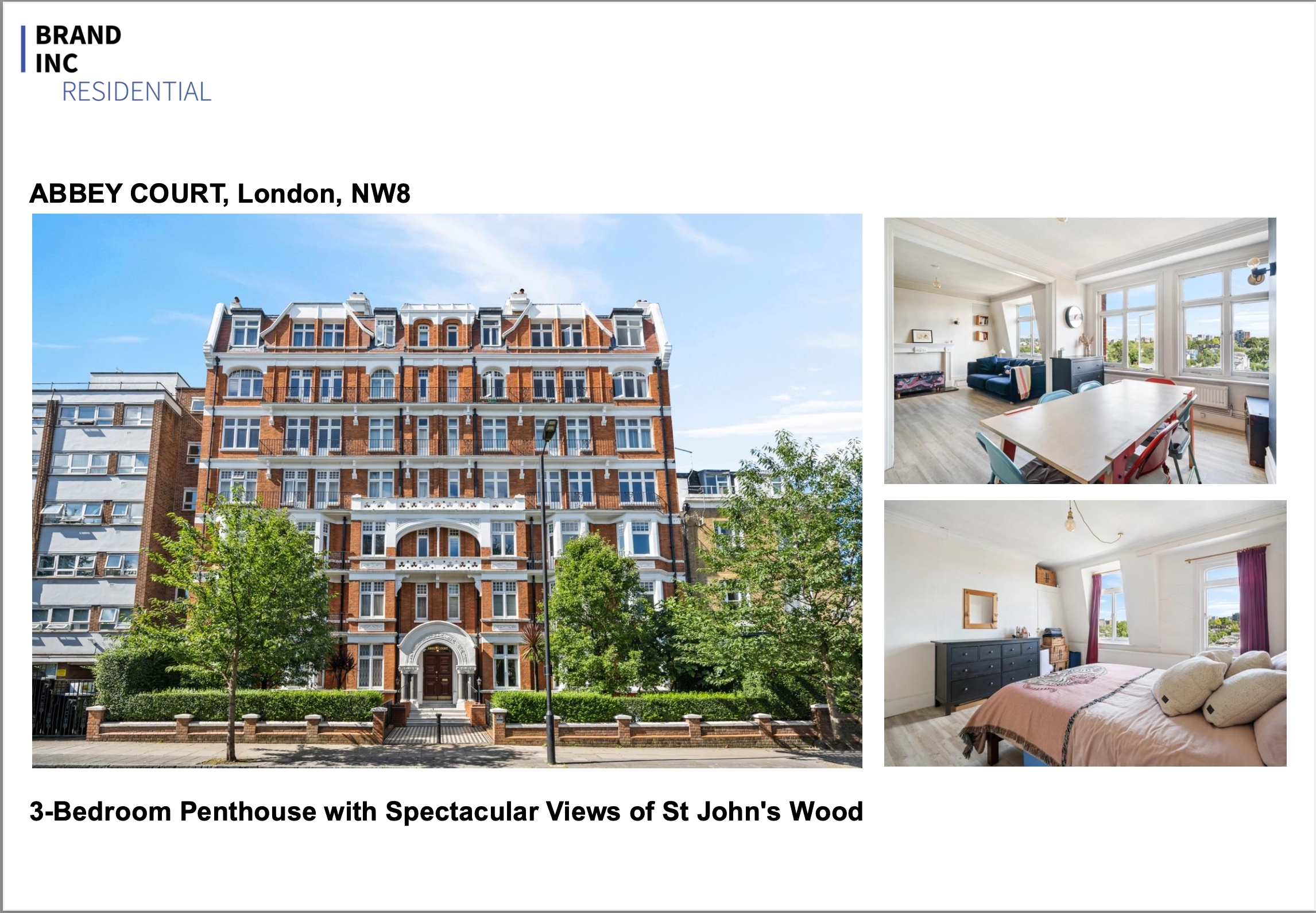 3-Bedroom Penthouse with Spectacular Views of St John's Wood Brochure