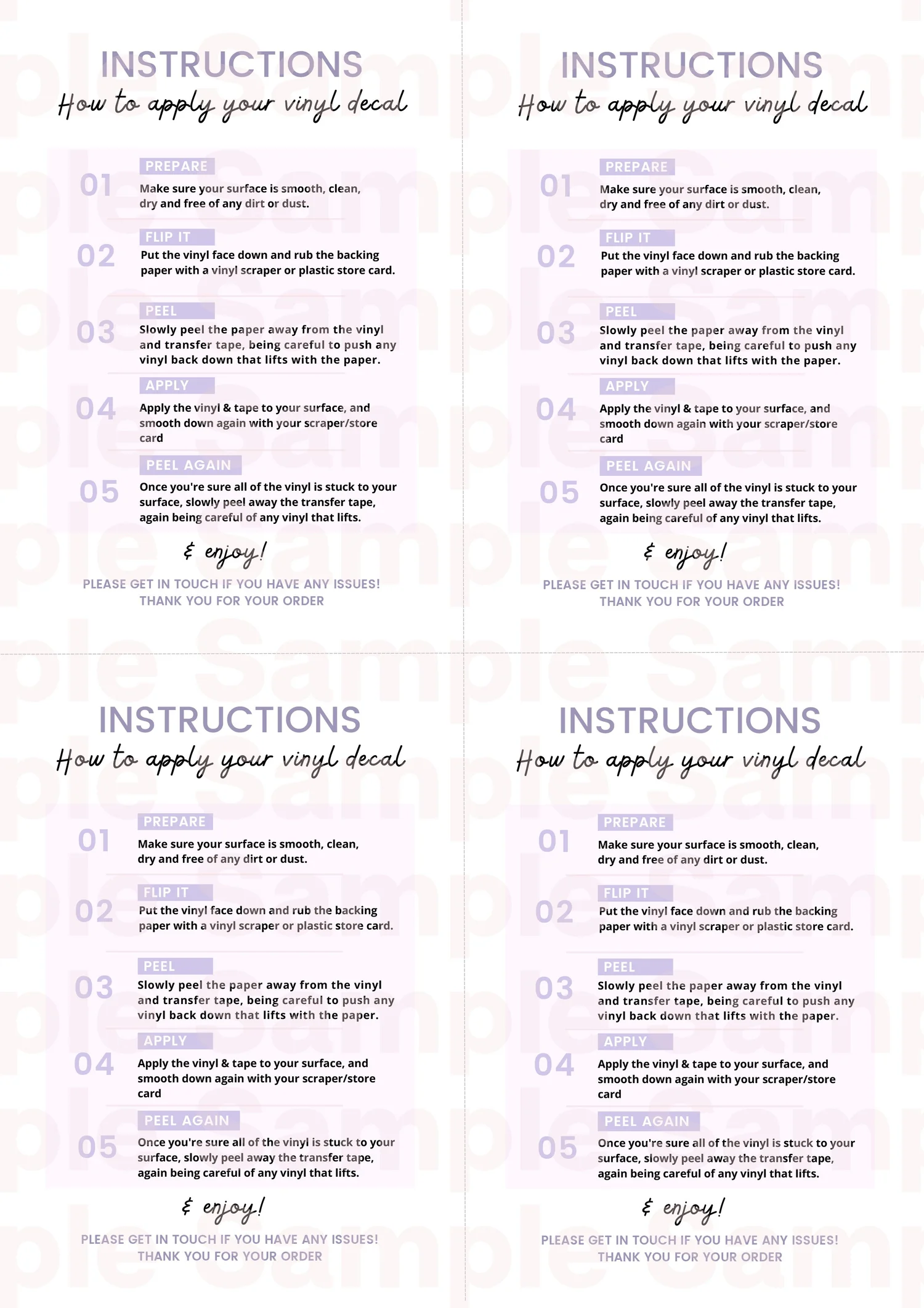 Printable Decal Instructions For Adhesive Vinyl With Illustrations ...
