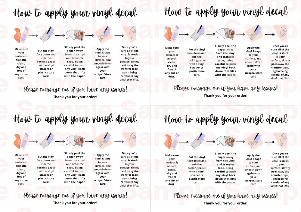 Vinyl Decal Instructions Printable Card — Vinyl Decal School