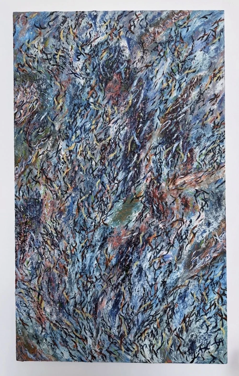 Blue Sediment, 2024-2025, Oil on canvas, 60x36 in