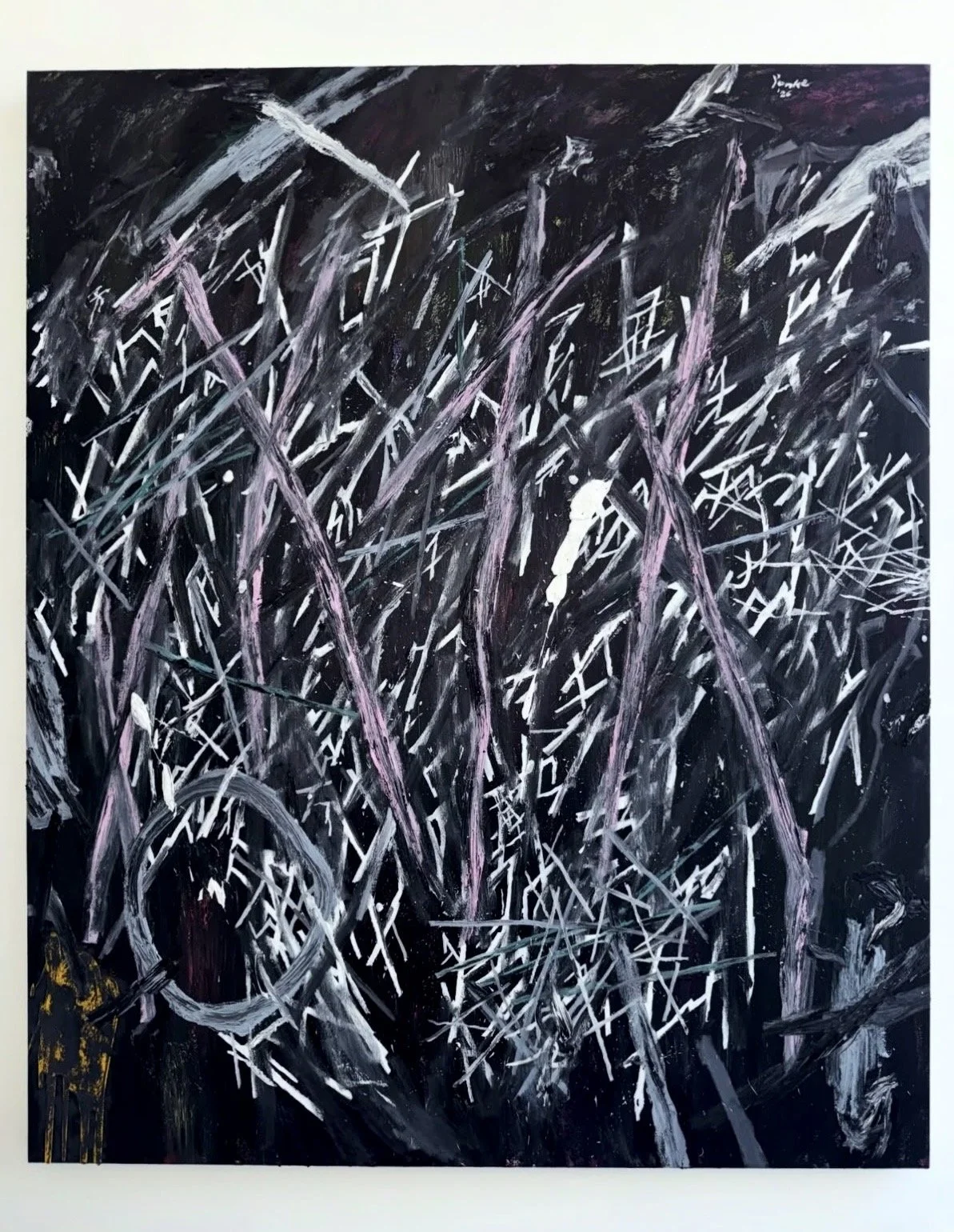 Night, 2026, Oil acrylic ink on canvas, 72x60