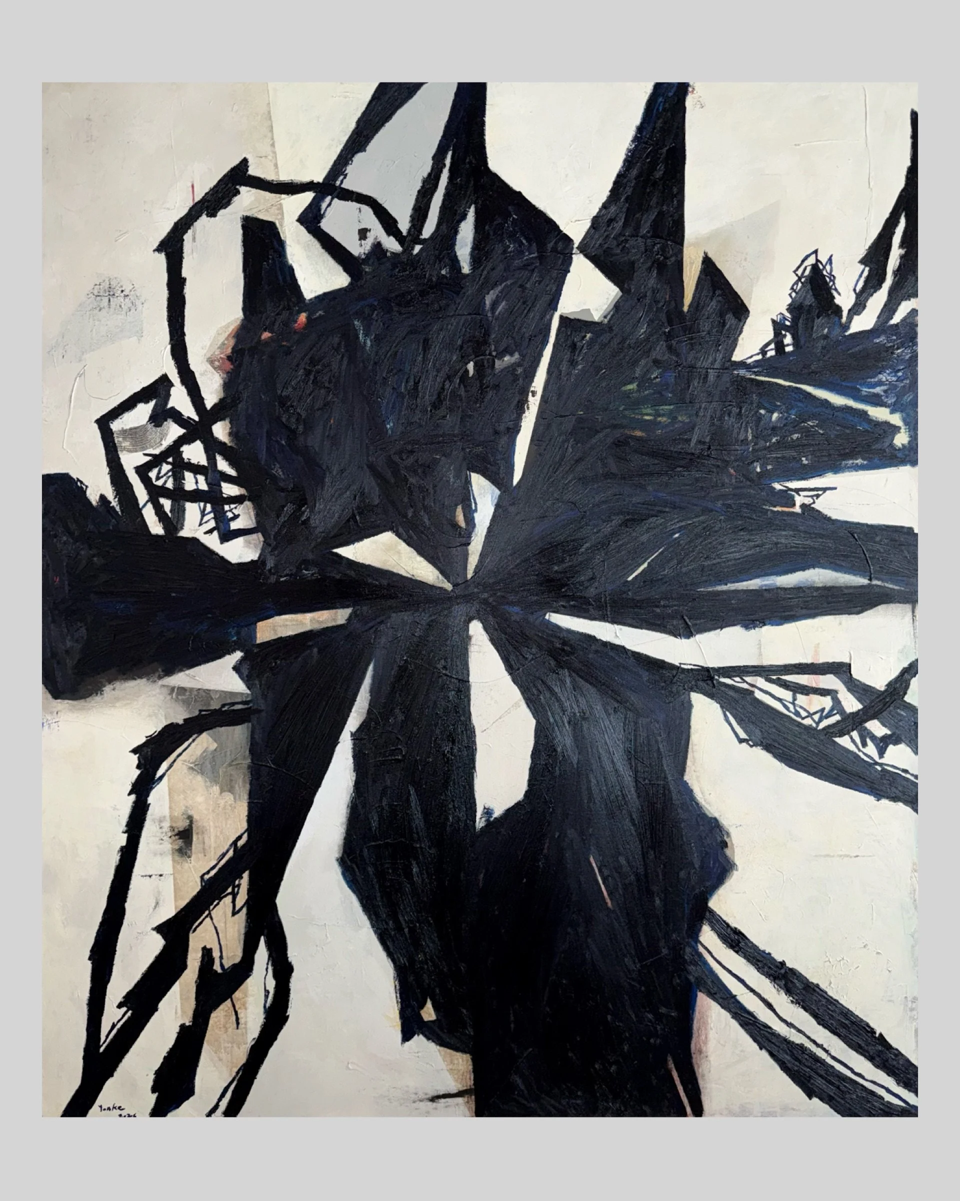 “Sabotage” 78” x 64” Oil, acrylic, collage on canvas (2026)