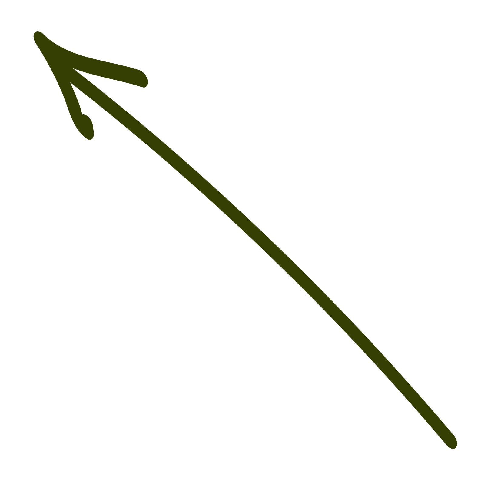 A black background with a dark green arrow pointing diagonally up to the left.