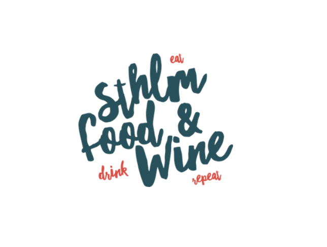 Text graphic with the phrase "eat, drink, repeat" in red font and the rest of the phrase "soup, salad, food & wine" in large, blue, handwritten-style font.