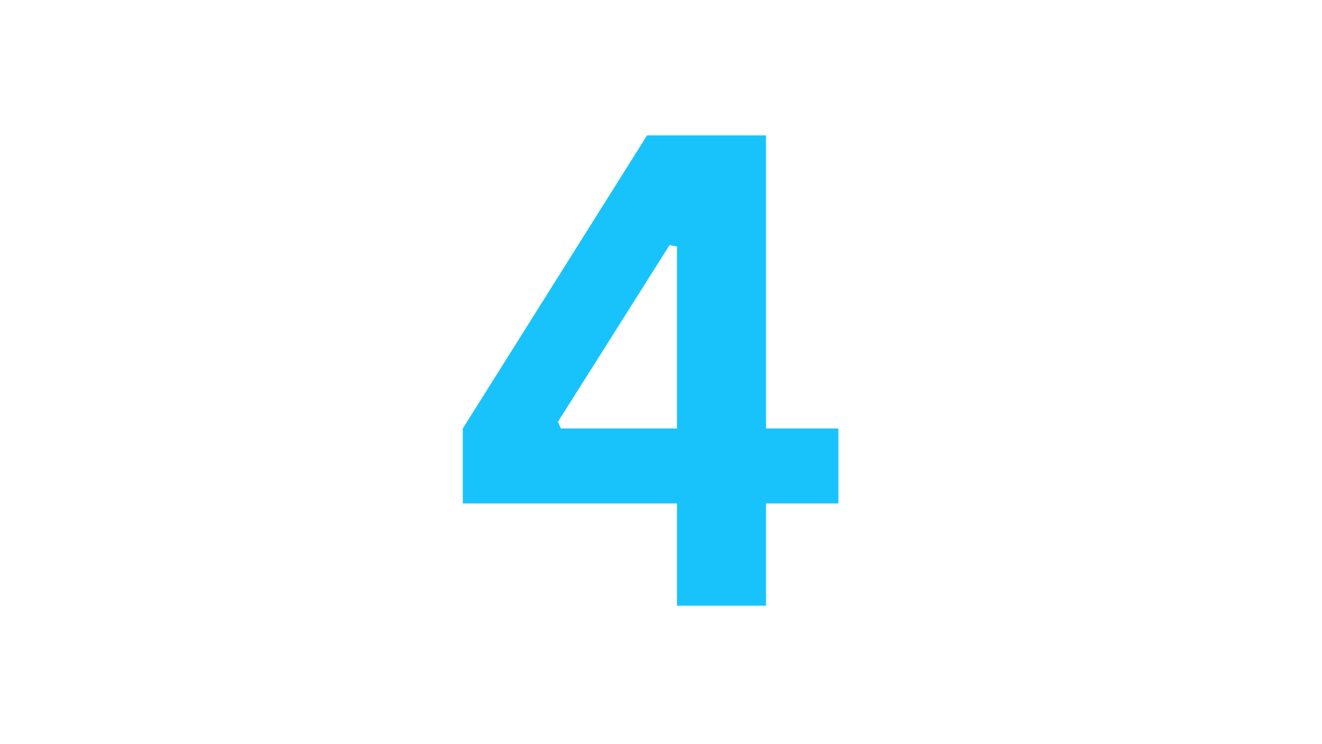 Number four in large blue font centered on a black background.
