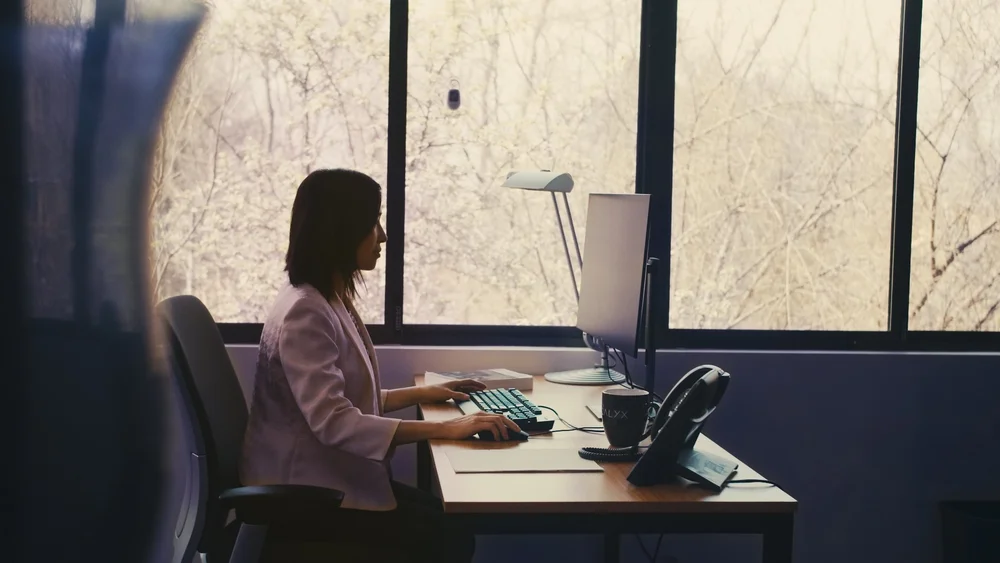 Lenslight Media presenting video review to Calyx leadership in boardroom