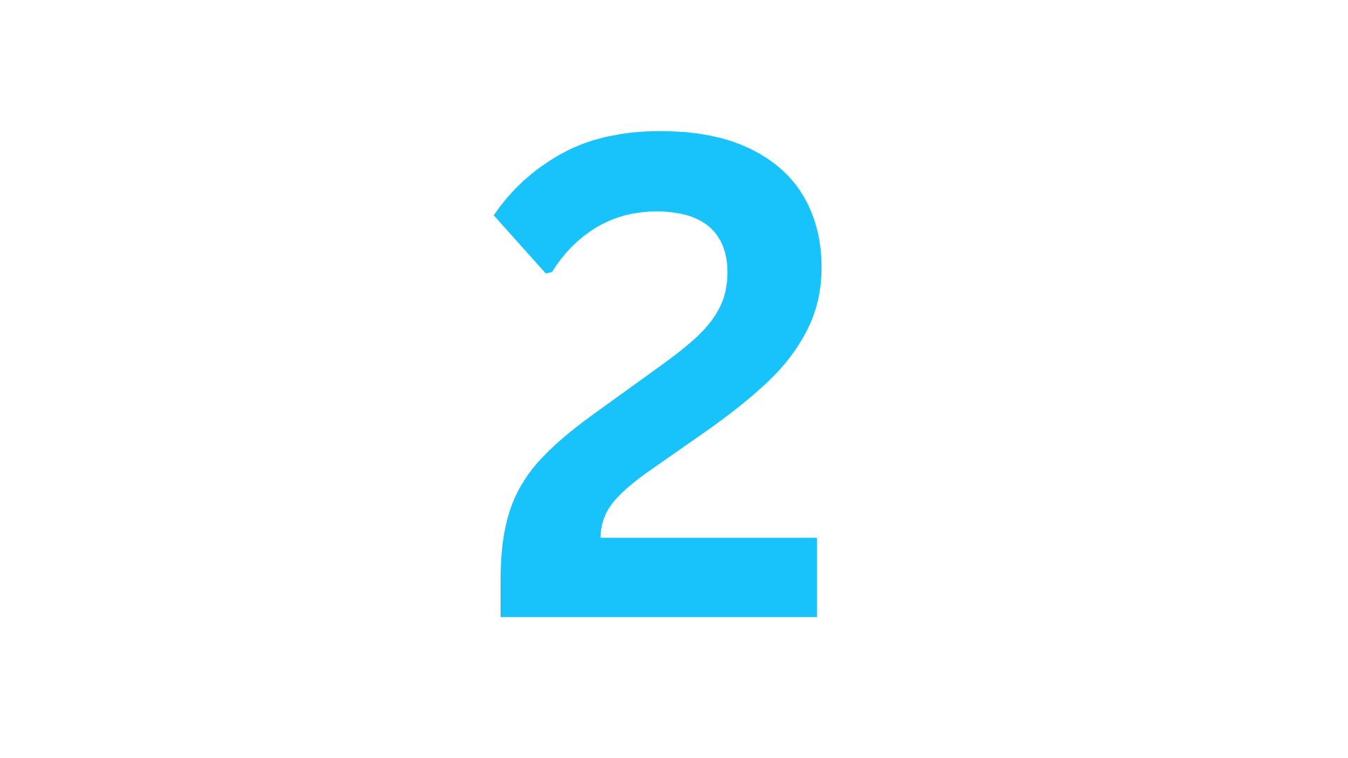Number 2 in large blue font on a black background.