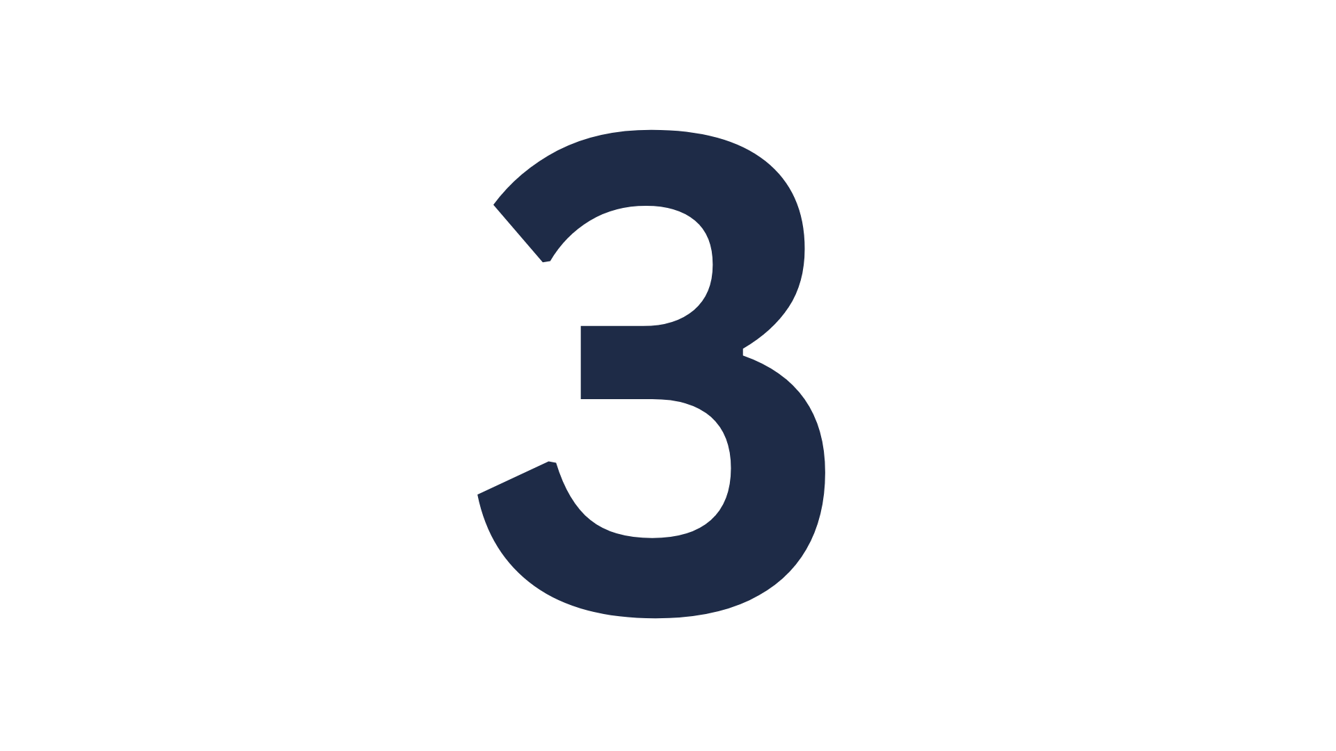 Black background with the number three in large blue font in the center.