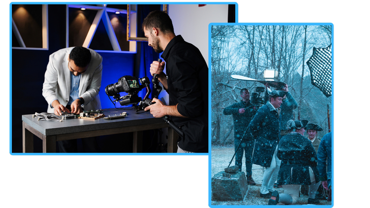 Lenslight crew filming on set at a healthcare facility