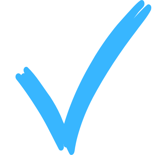 Blue checkmark icon on a black background.