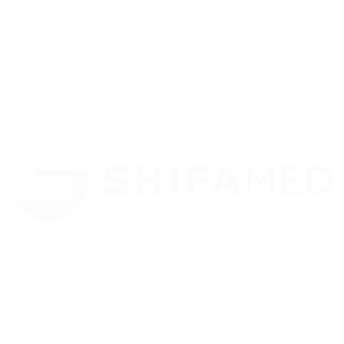 Shifamed logo with a stylized 'S' inside a circle and the company name 'SHIFAMED' next to it, all in white on a black background.