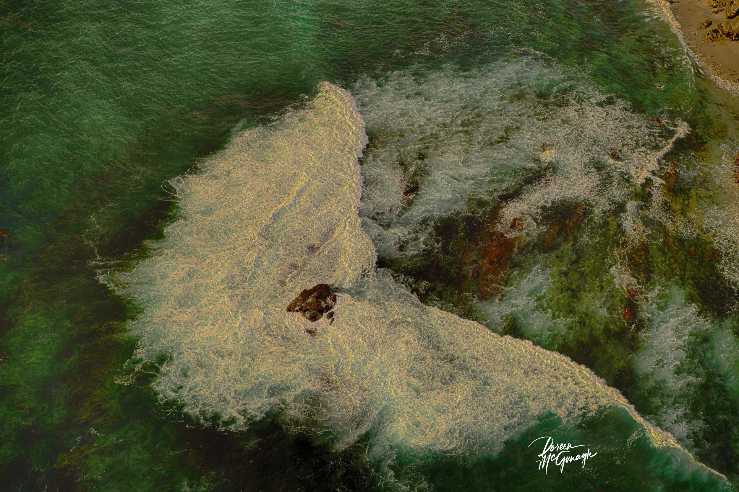 Fractured Tides Above the Shore