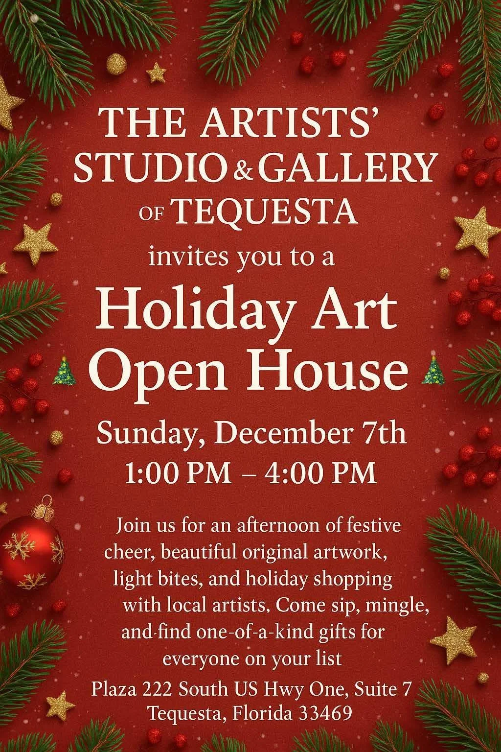 Looking to seeing everyone tomorrow at our holiday open house. Join us from 1-4 for some Holiday cheer.