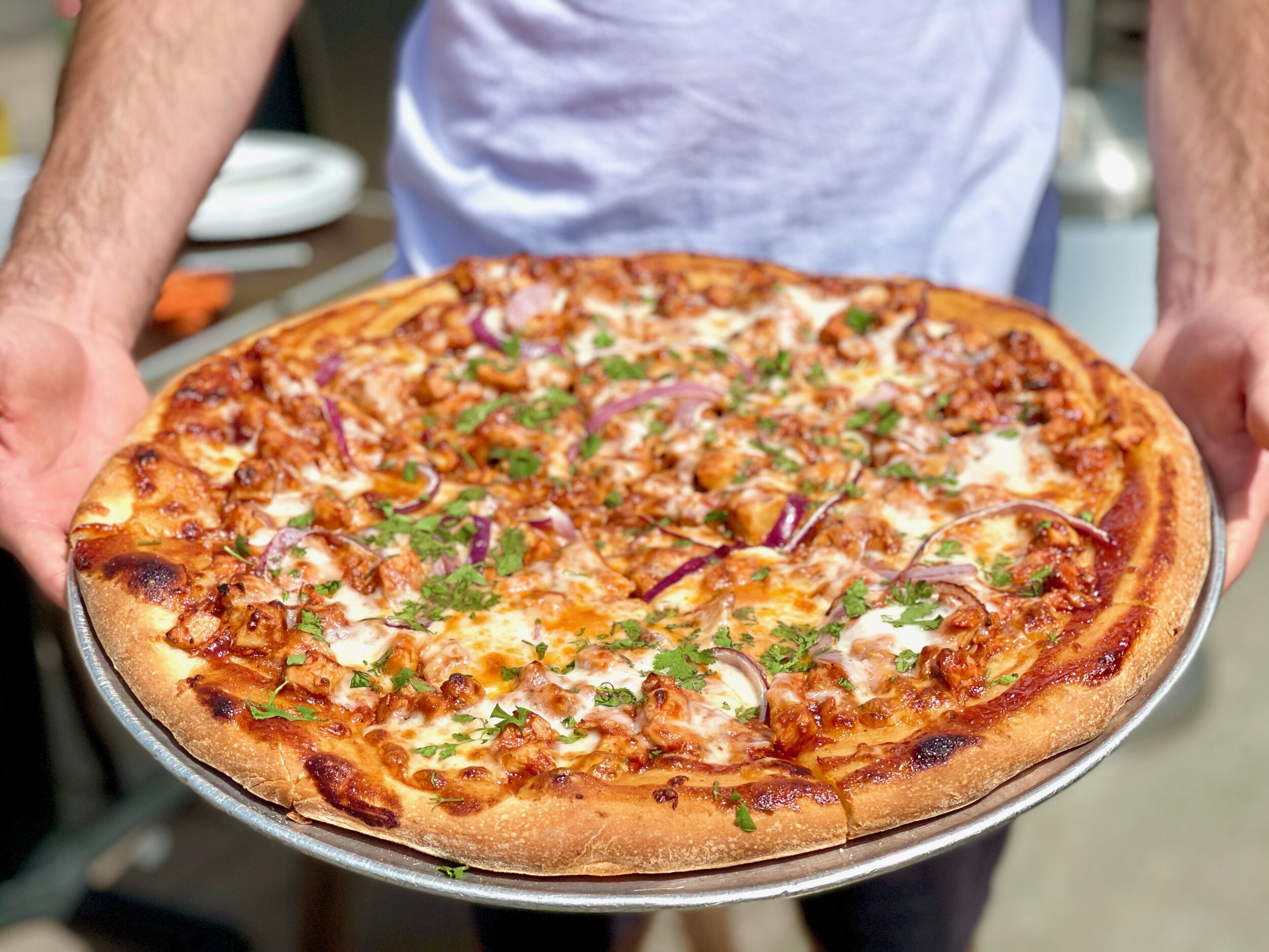 BBQ chicken pizza