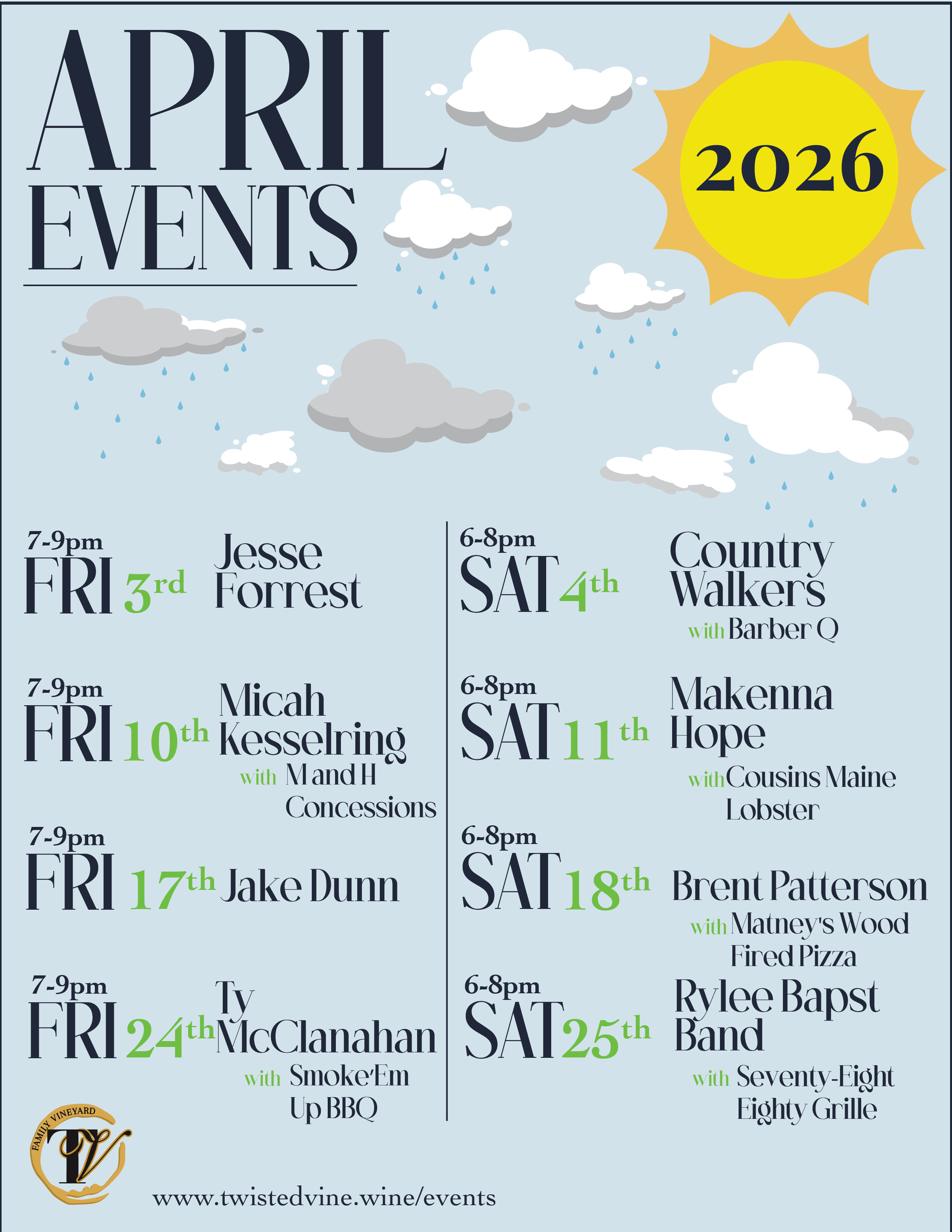 April 2026 Food &amp; Music Events