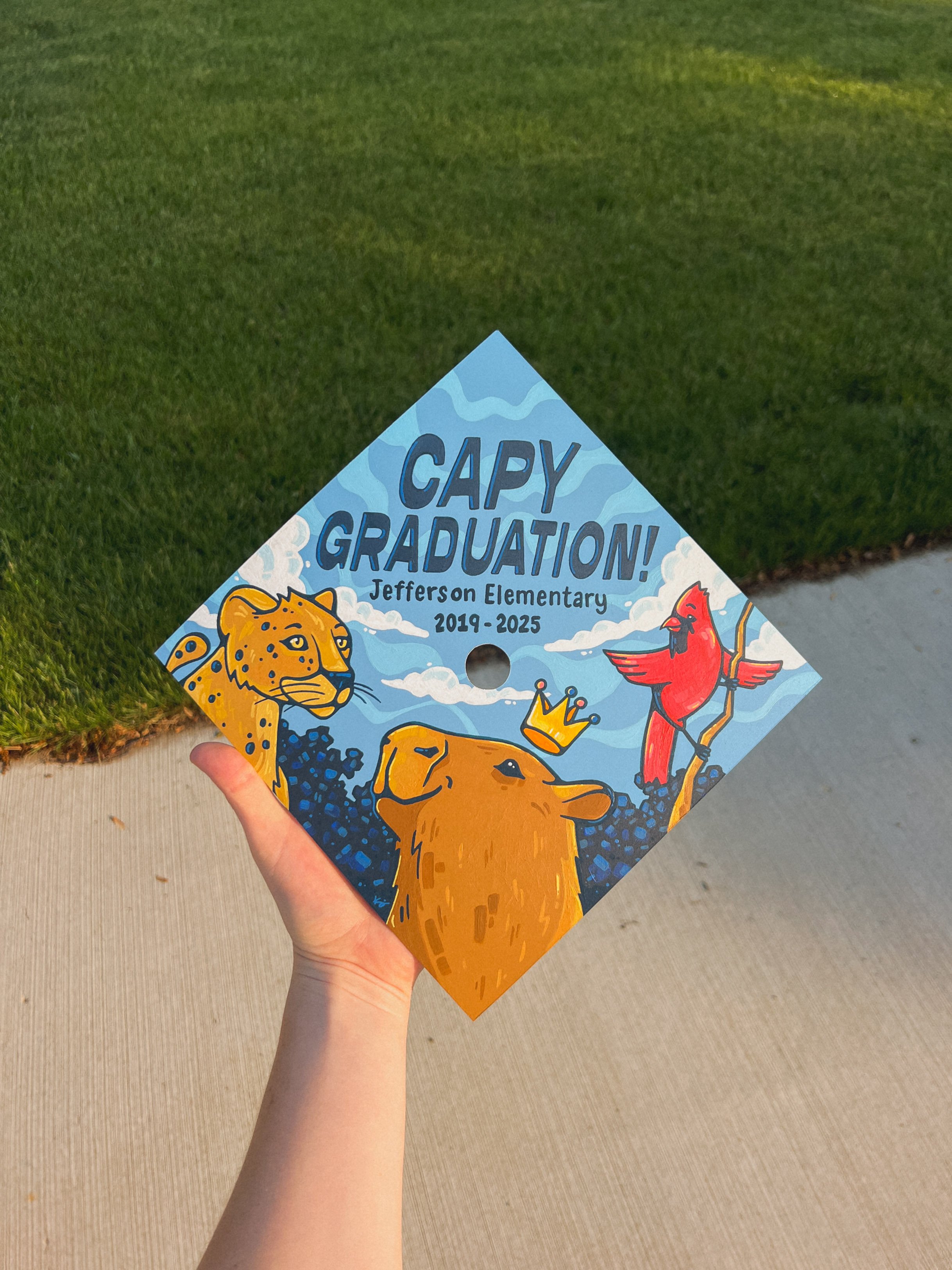 'Capy Graduation' grad cap topper for a 5th grader moving on to middle school