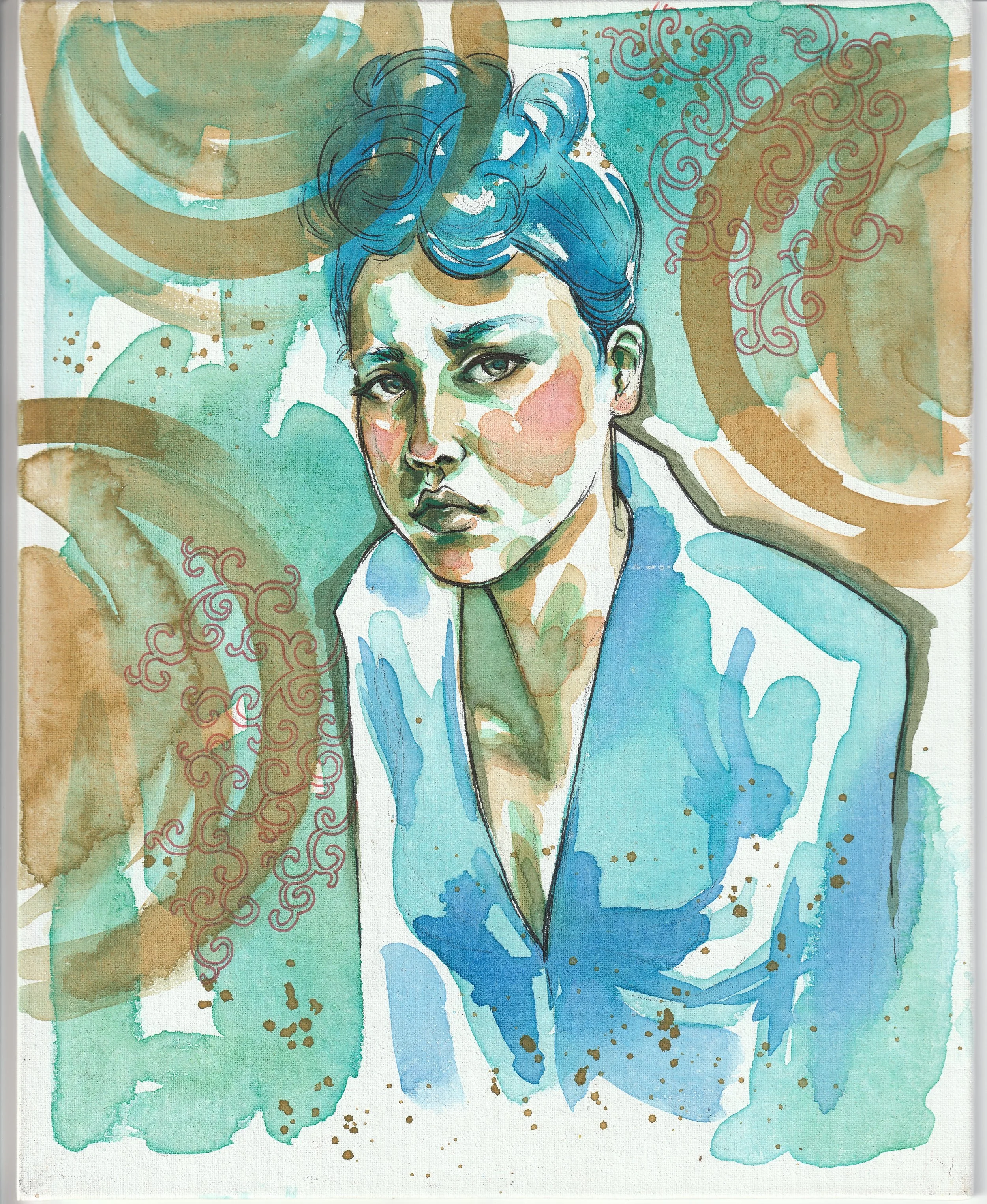Colorful watercolor portrait