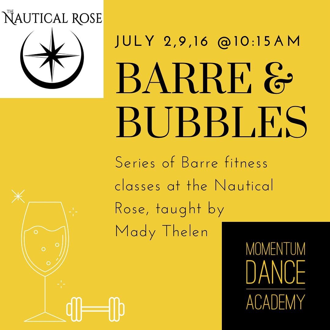 We will be offering a series of barre &amp; bubbles classes this summer with @nauticalrosemarina at Johnson Lake! 10:15am on July 2,9,&amp; 16. See you there!