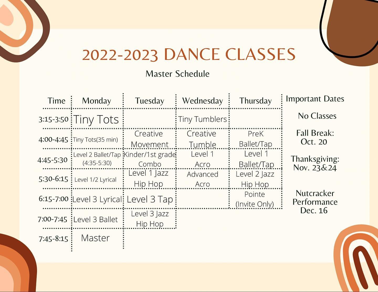 Planning out your fall schedule? Check out our 2022-2023 Dance Schedule! We are happy to answer any questions you have about it!