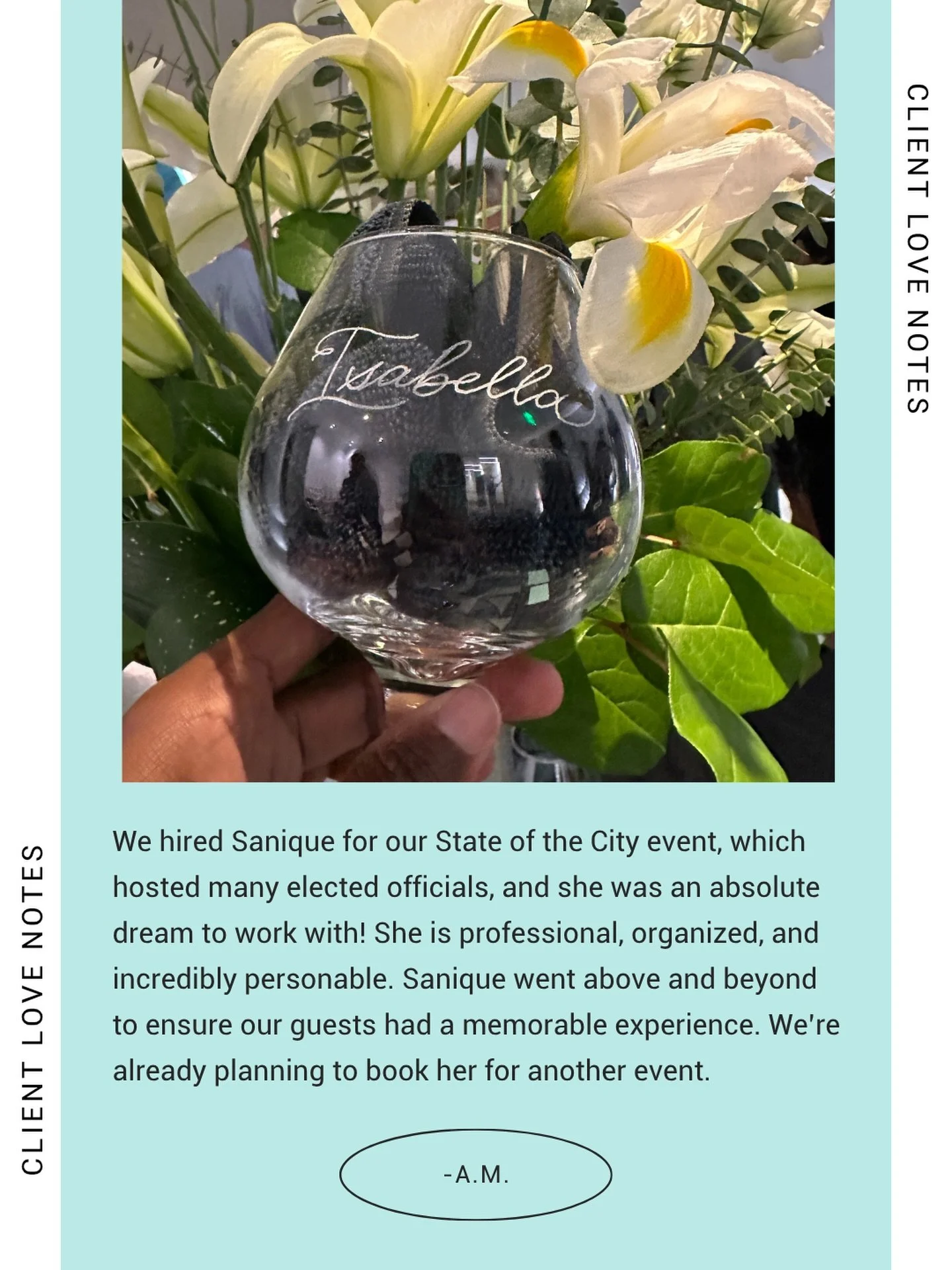 Thankful doesn&rsquo;t even begin to cover it 🙏🏿
 Client feedback like this reminds me why I love what I do. Providing memorable experiences for meaningful events and getting to work with amazing people along the way is such a gift.

Thank you for 