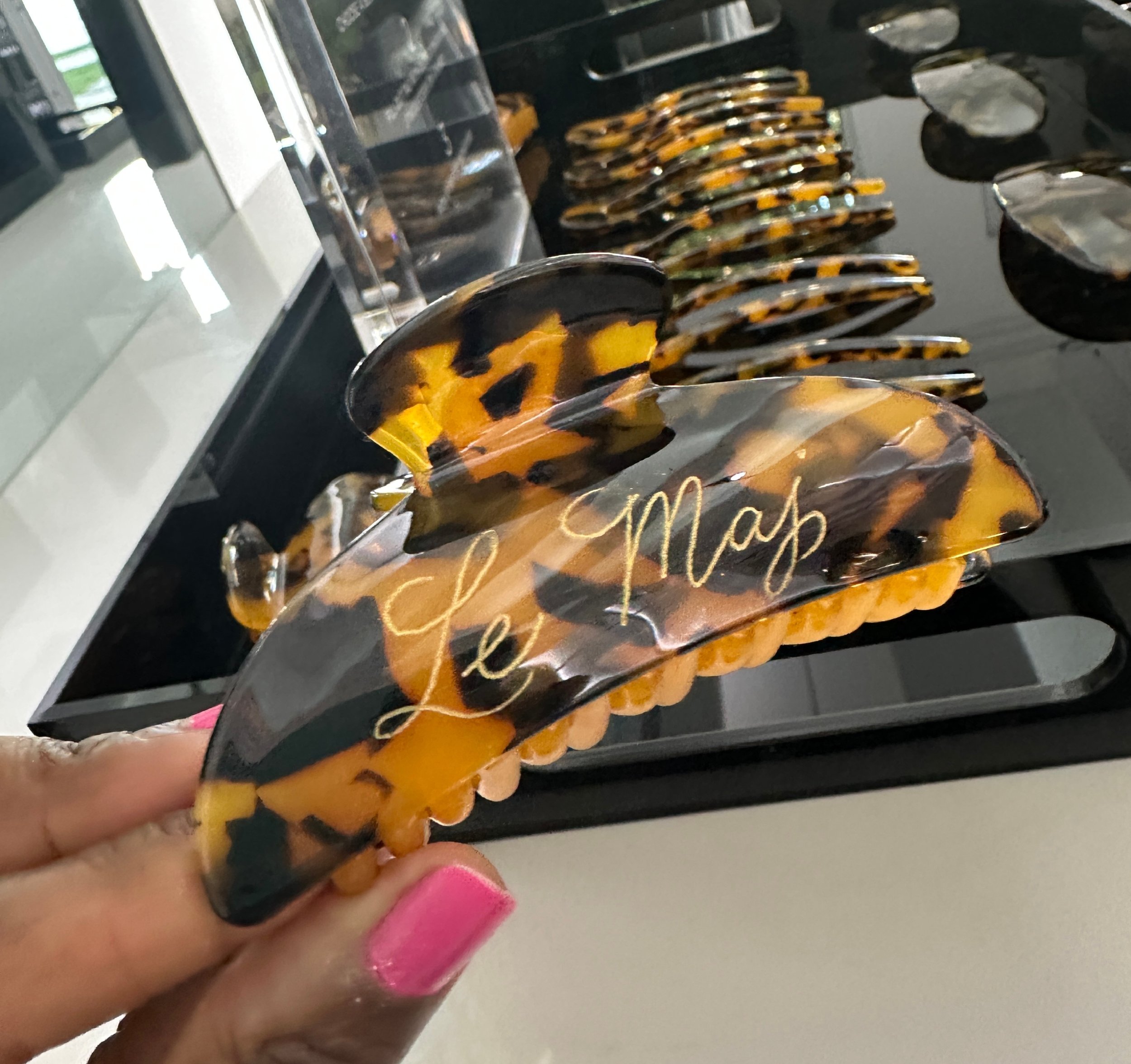 Calligraphy Miami Engraved Hair Clips.JPG