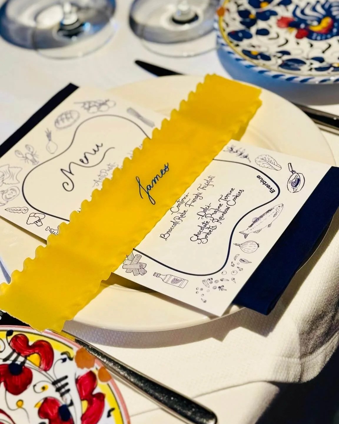 Handwritten Calligraphy on Lasagna Sheets for Private Dinner