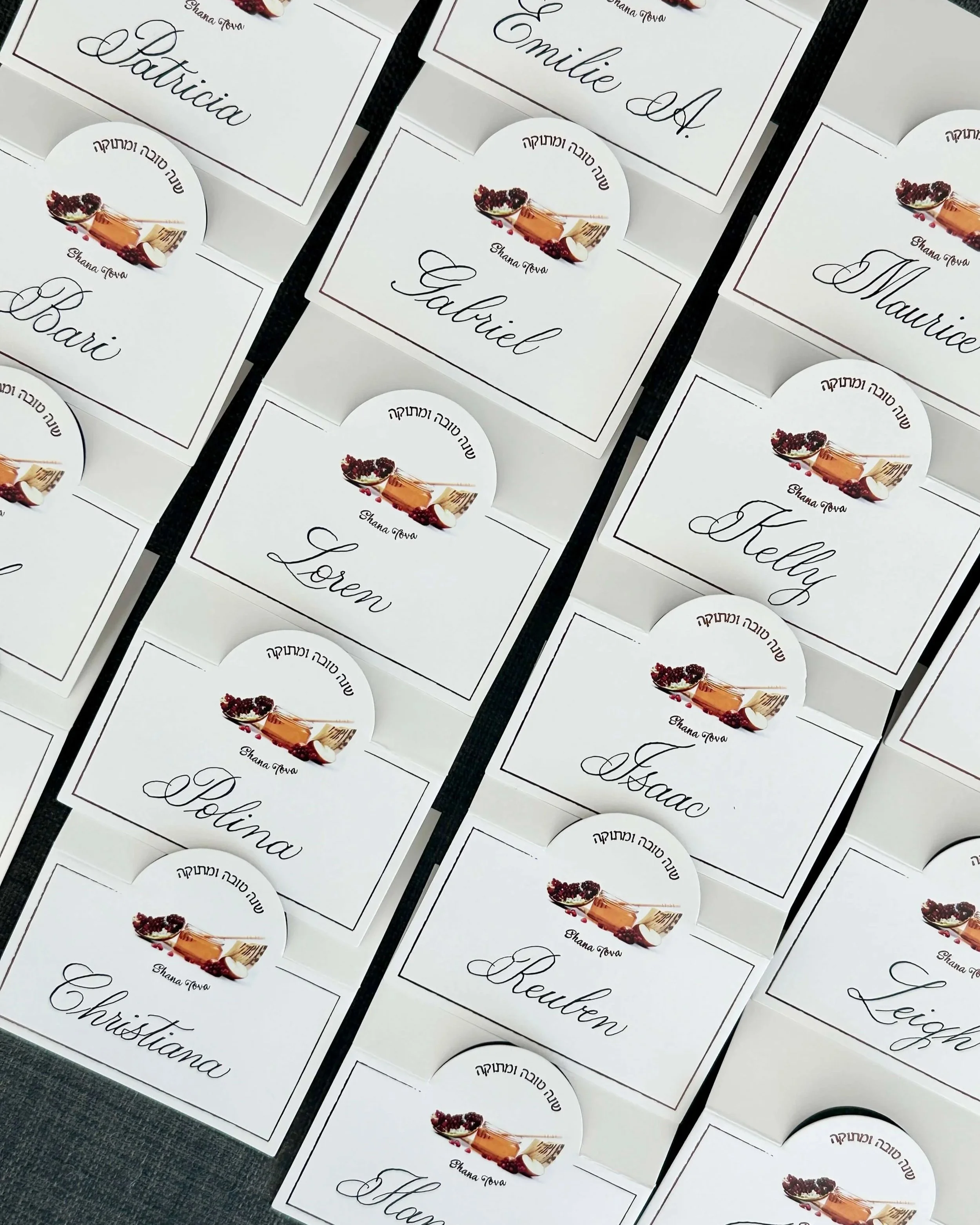 Calligraphy for Rosh Hashanah Place Cards