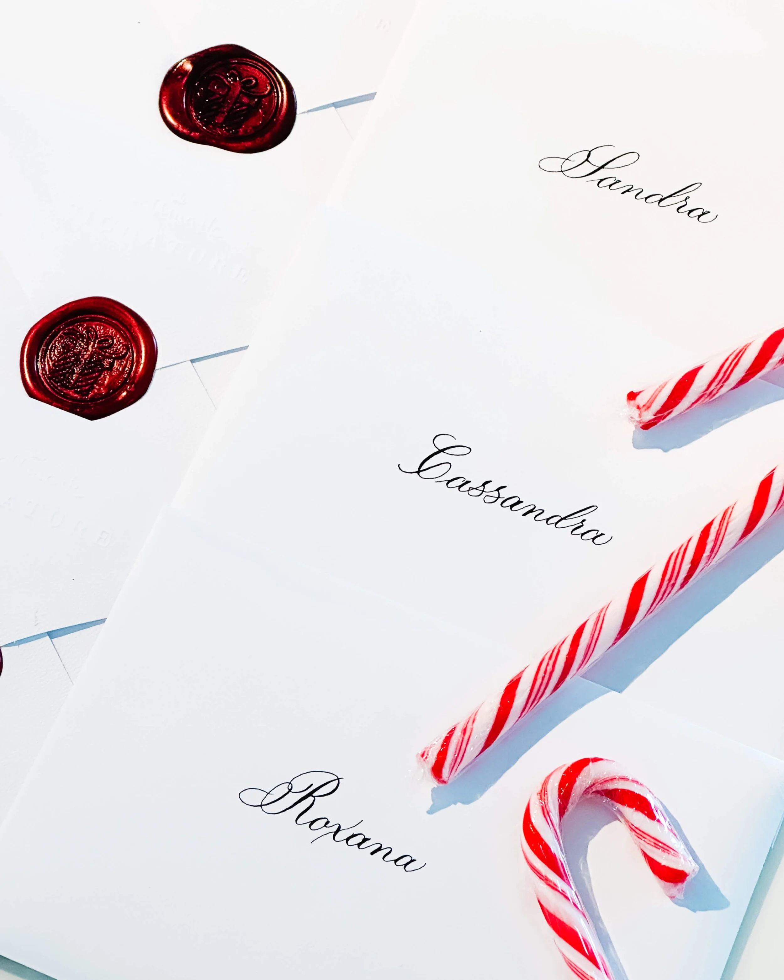 Calligraphy and Wax Seals on Holiday Card Envelopes