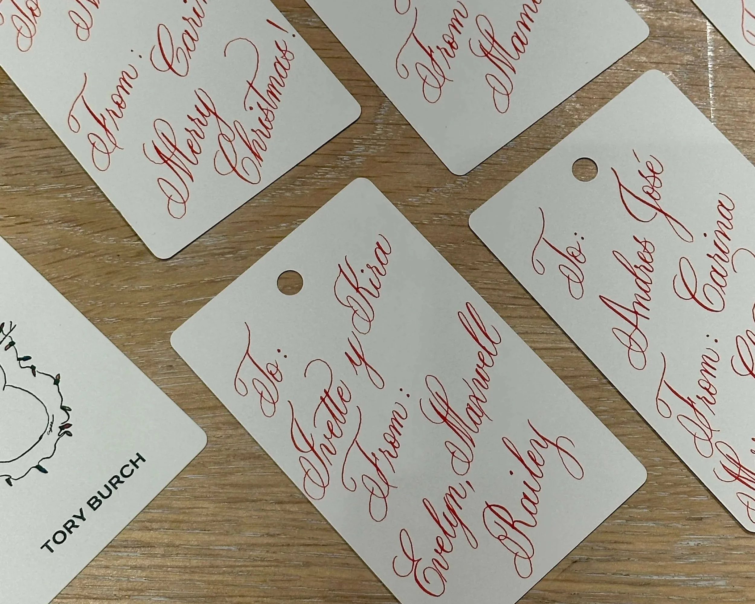 Calligraphy on Tory Burch Holiday Tags - Aventura,  FL
