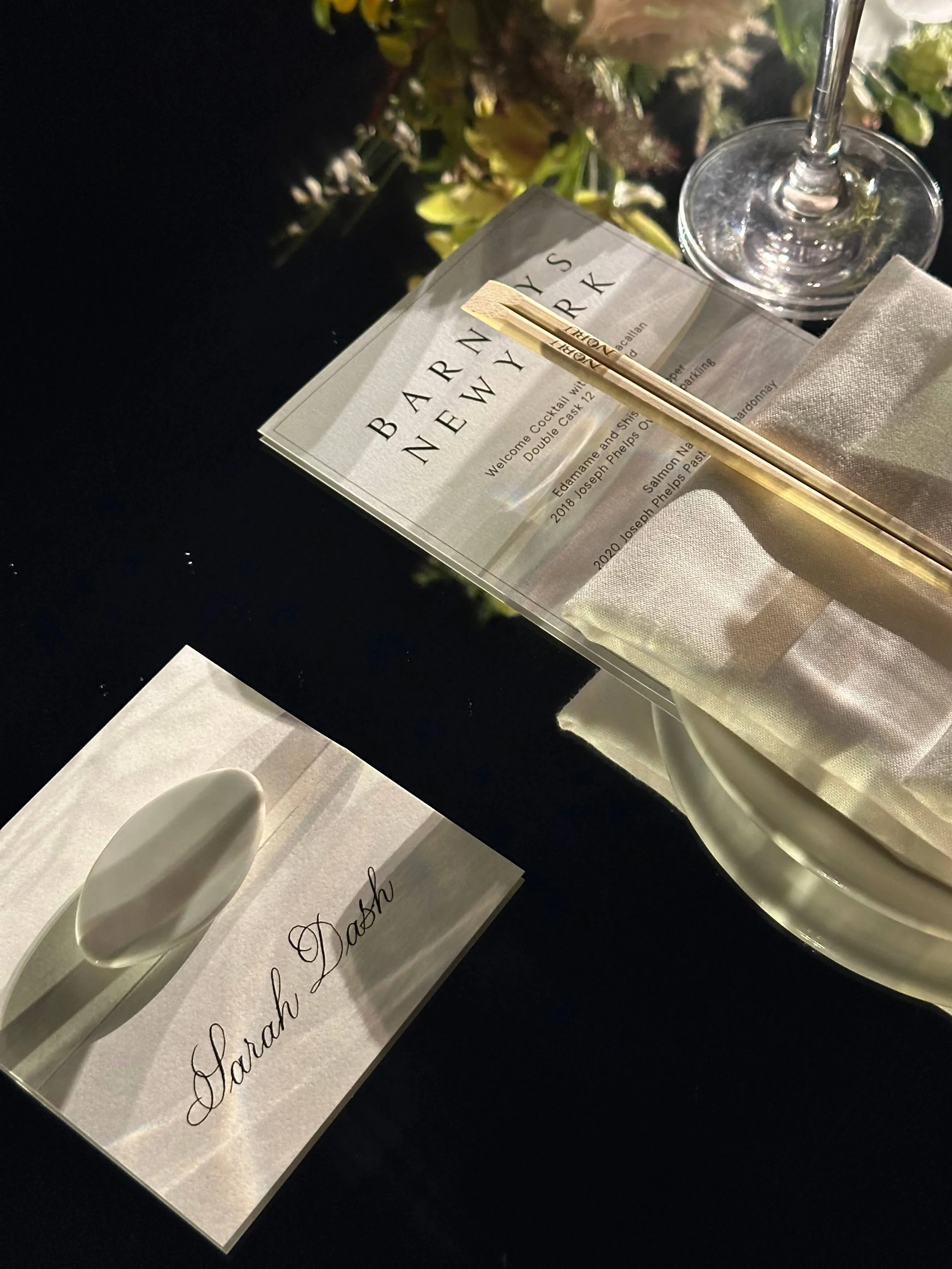 Barneys x Nobu Magazine Dinner Place Cards