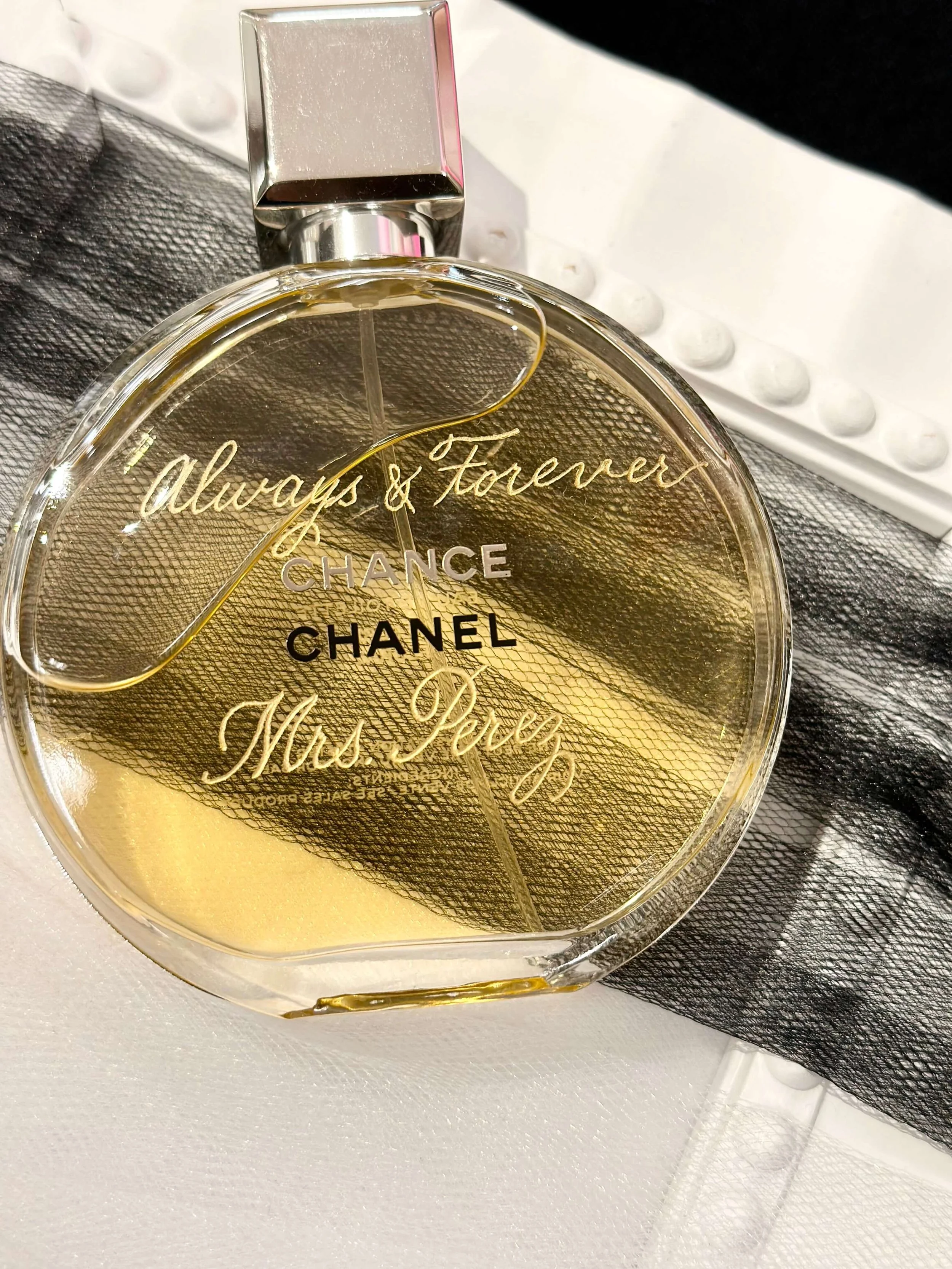 Engraved Chanel Perfume for Wedding Day Fragrance
