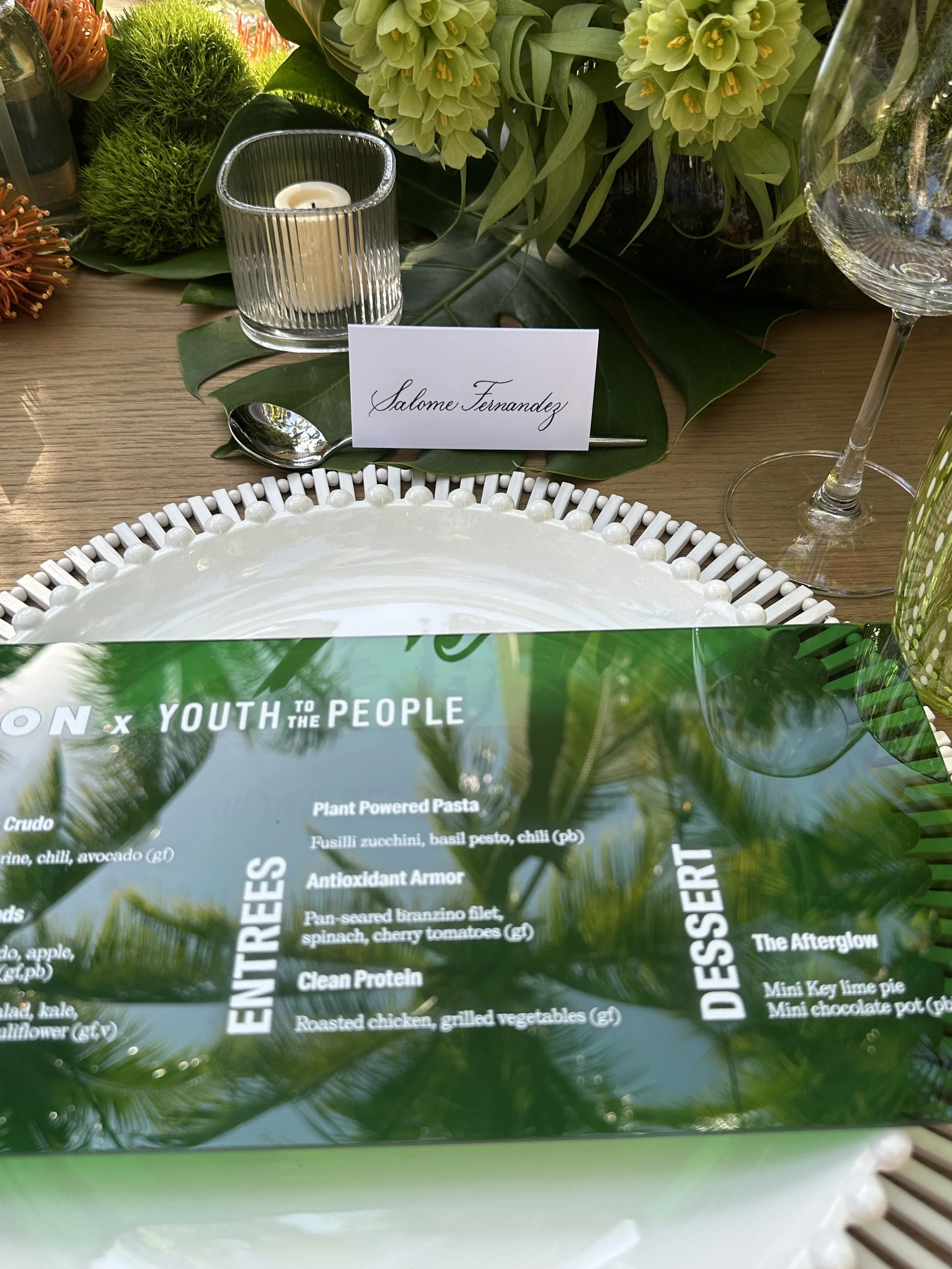 Place cards for Nylon Magazine x YTTP VIP dinner
