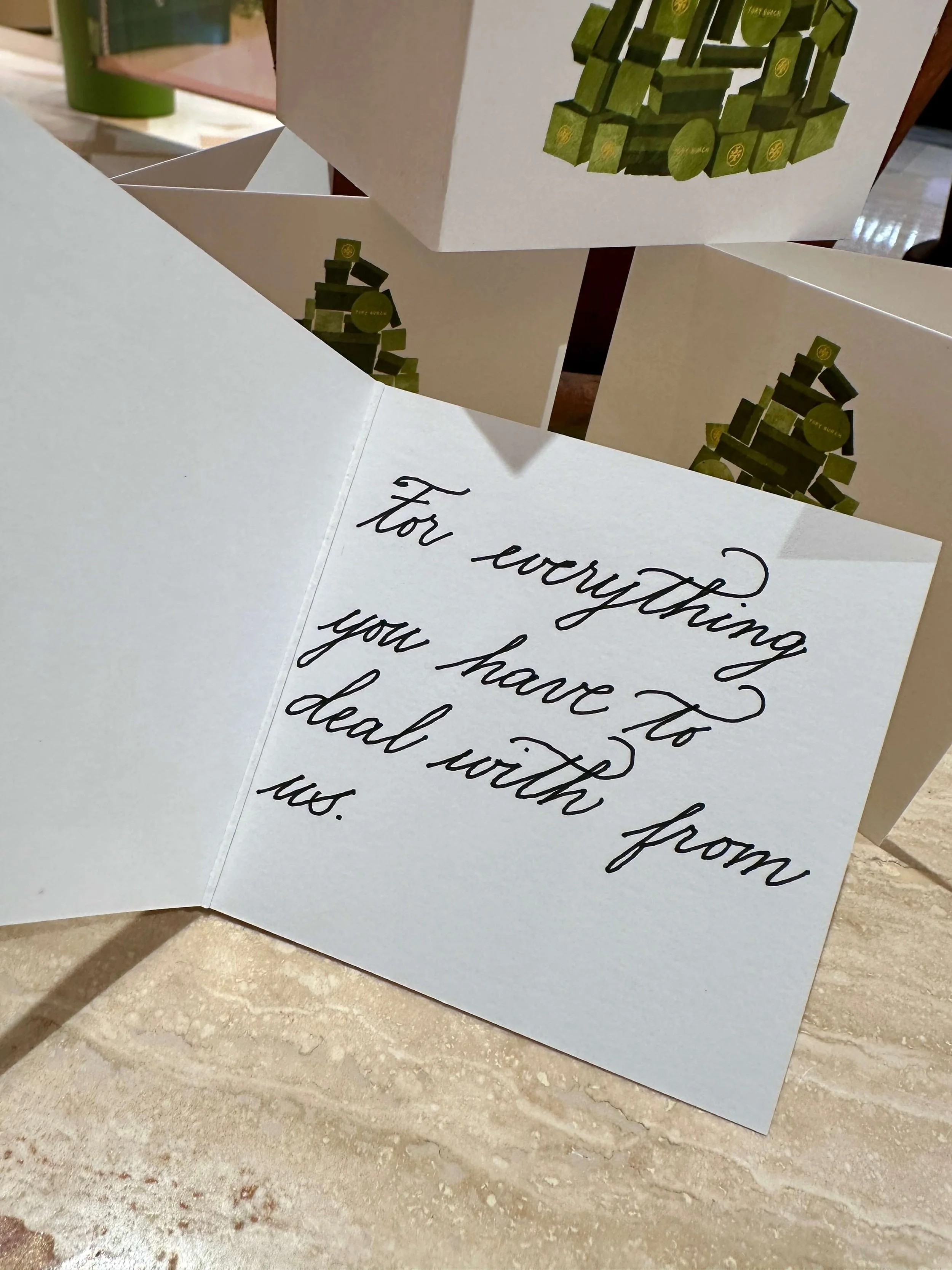 Calligraphy on Tory Burch Holiday Cards- Aventura,  FL