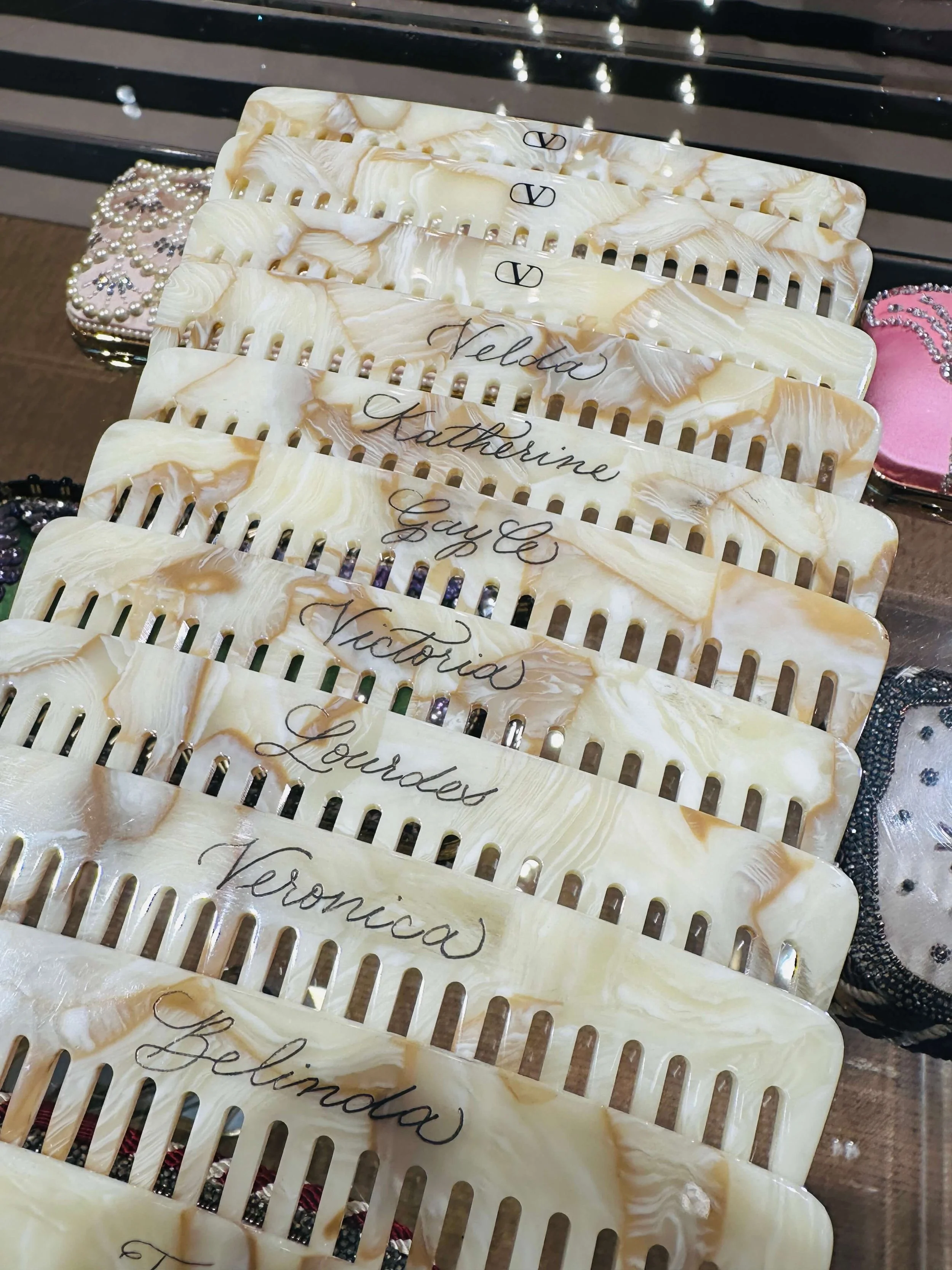 Engraved Valentino Hair Combs - Mother's Day Activation, Bal Harbor, FL