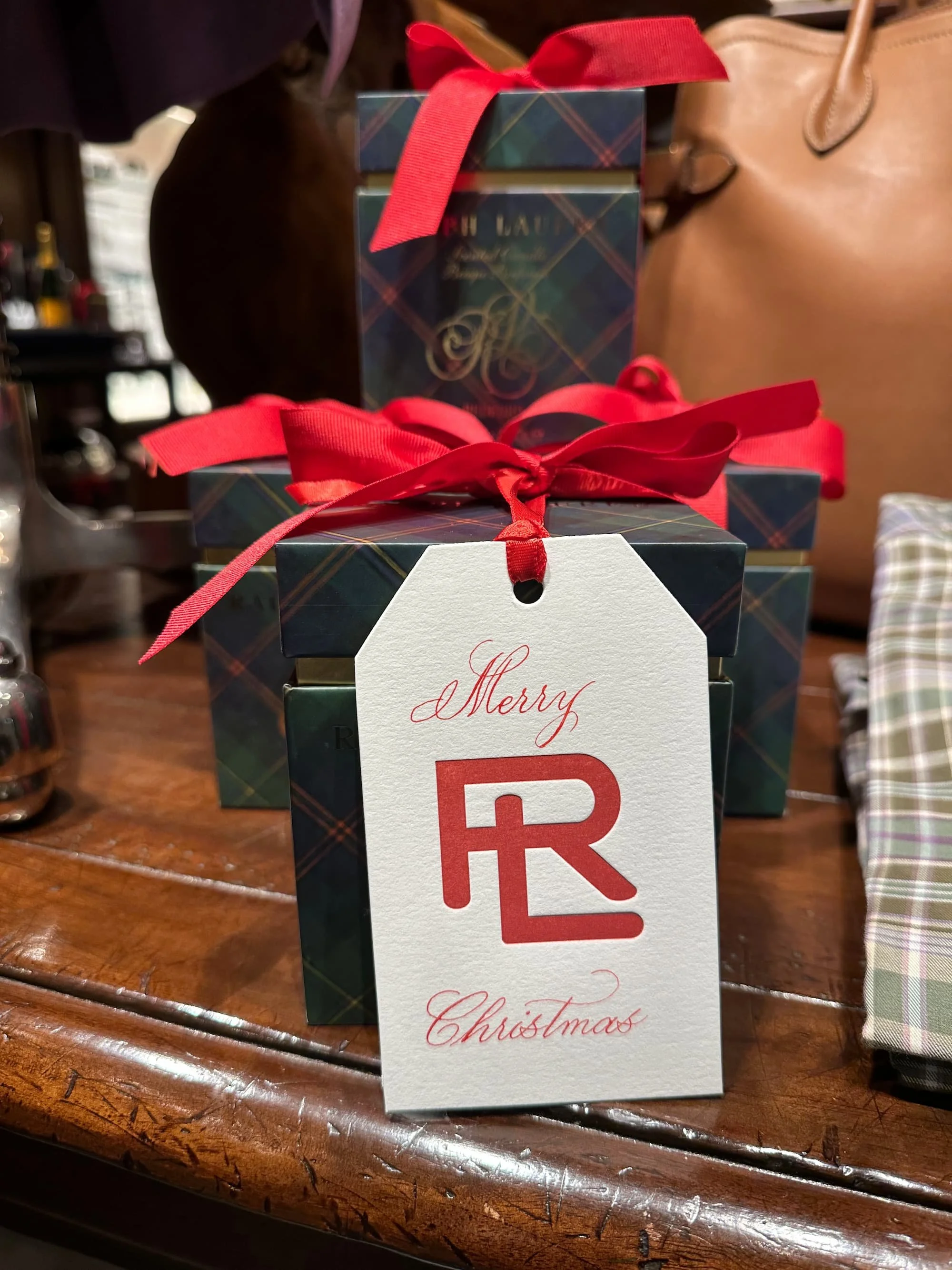 Calligraphy on Ralph Lauren Holiday Tags - Worth Avenue, Palm Beach, FL