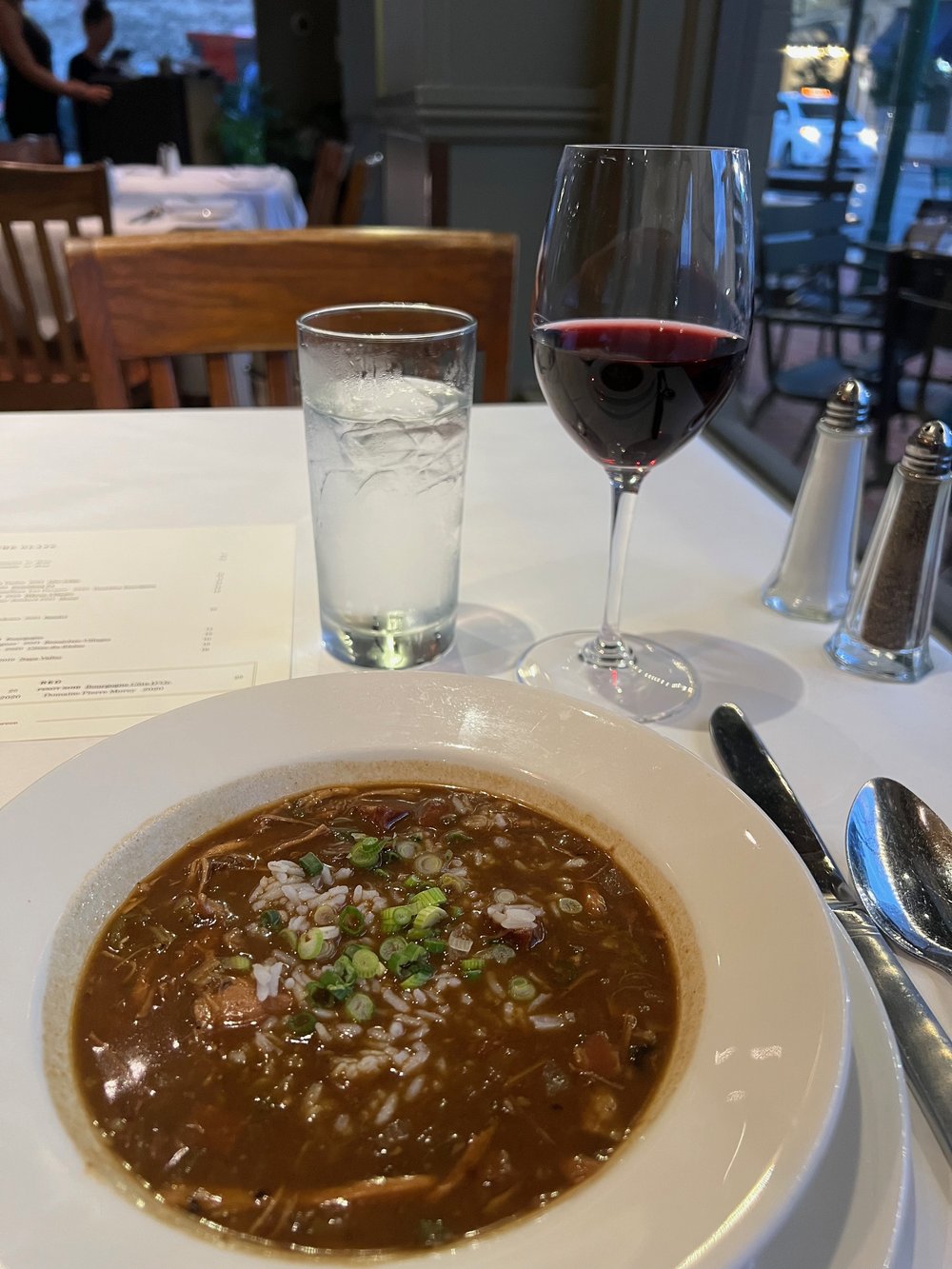 Gumbo and Bourgogne Rouge