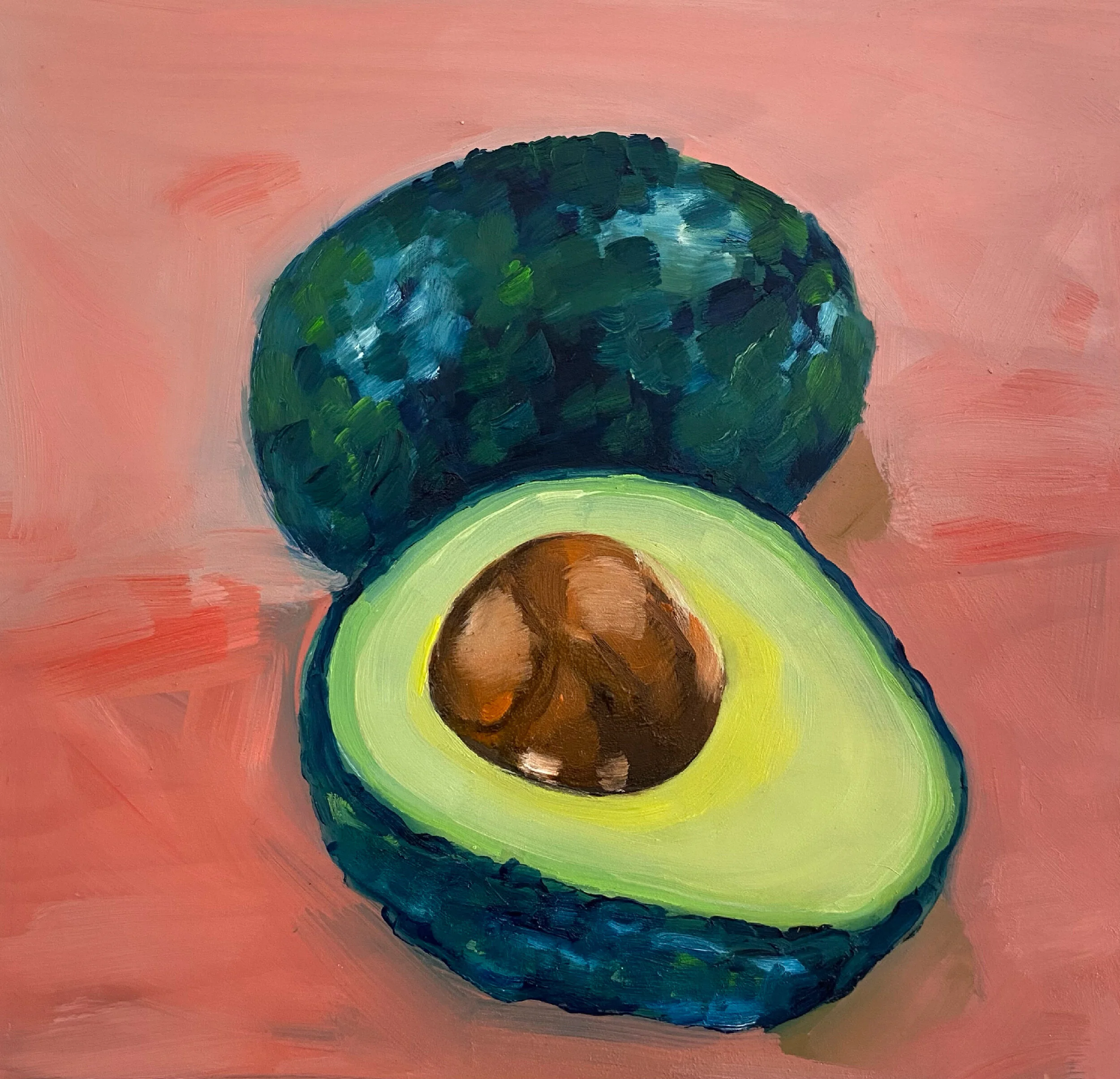 two Avocados - oil on canvas - 10 x 10