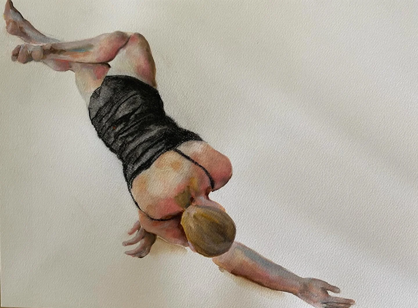 3 x small self portrait watercolors now on show at OCCCA gallery in Orange County