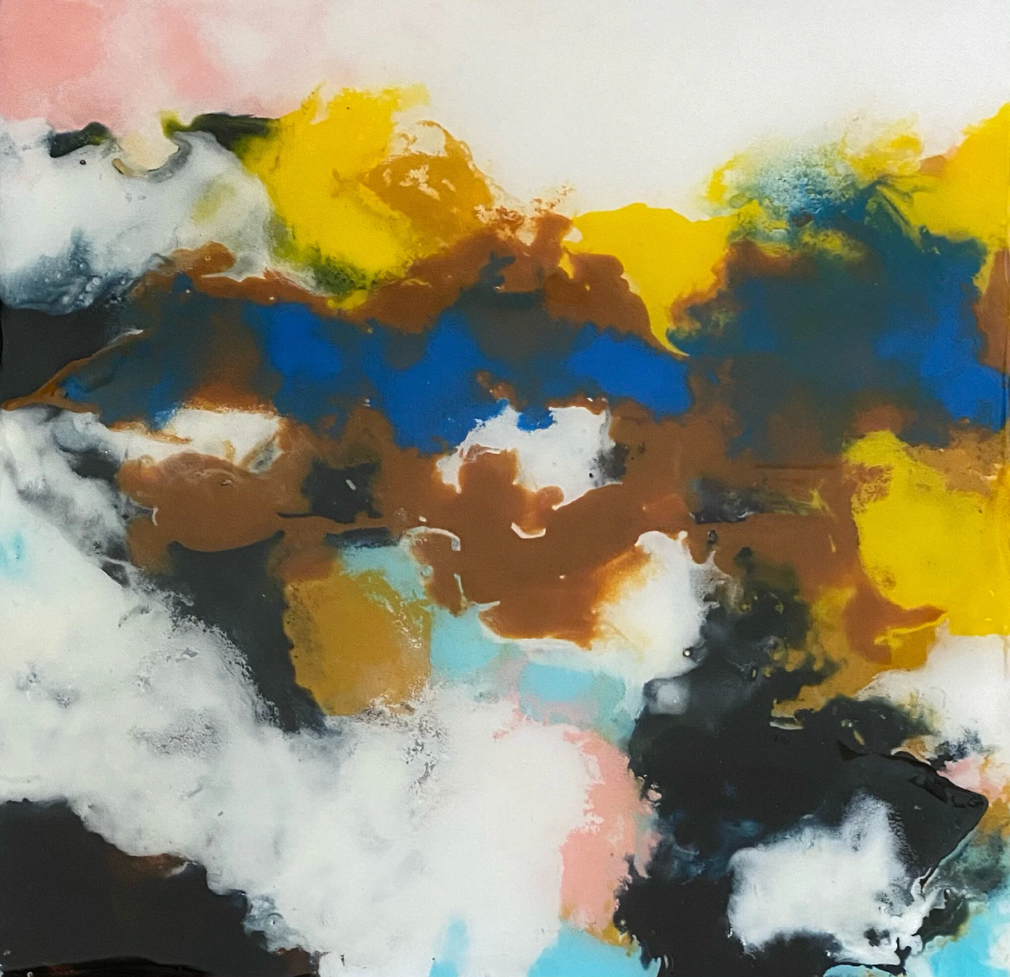 Motion - encaustic and resin - 10 x 10