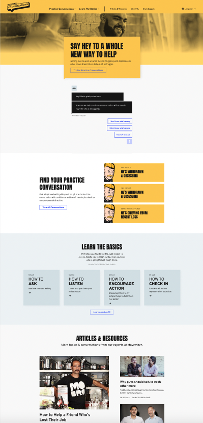 Movember Conversations home page