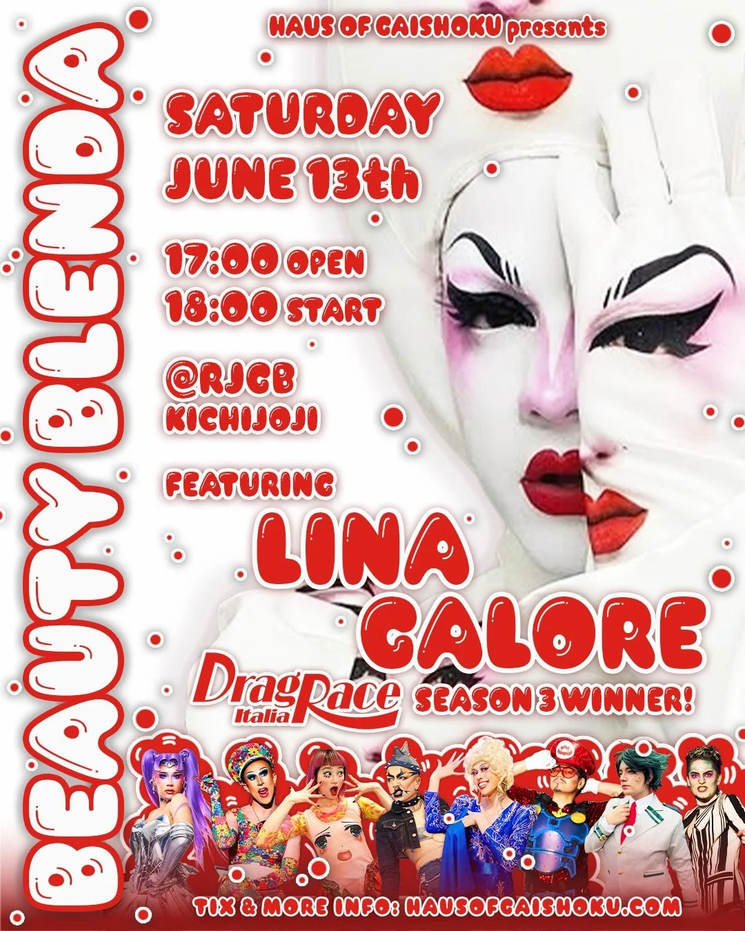 Tokyo Japan🗼！Tokyo Pride 2026 🏳️&zwj;🌈🏳️&zwj;⚧️！
東京プライド2026🌈🗼！Tokyo Pride 2026🌈🗼！

Drag Race🏁Italia🇮🇹Season.3 Winner🏆 @lina.galore coming to Beauty Blenda Tokyo 🌈🗼！

ドラァグレース🏁イタリア🇮🇹シーズン3で優勝した🏆@lina.galore がBeauty Blenda Tokyo🌈🗼に来るよ