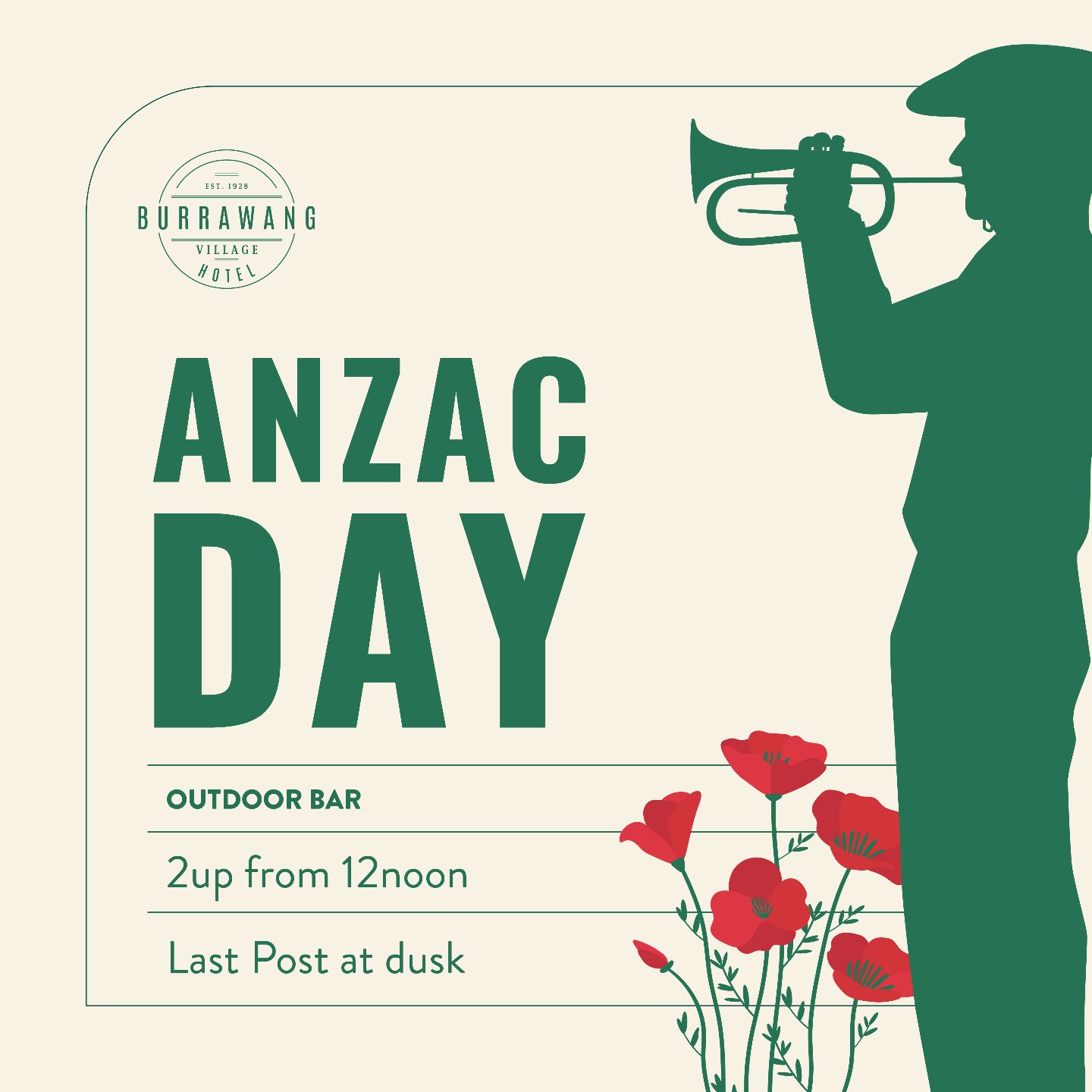 Commemorate Anzac Day with us this Thursday. It's always a huge afternoon!

#thewang
#burrawangvillagehotel