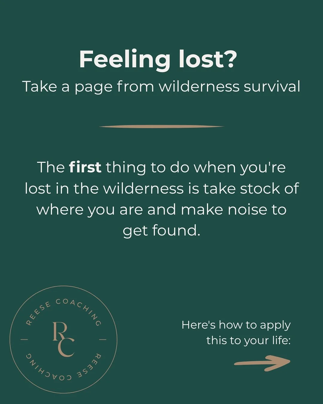 Growing up I was obsessed with wilderness survival.

Thankfully I&rsquo;ve never been lost in the woods, but I have felt directionless and untethered. Sometimes you just need to pause and yell - I mean take stock of your situation and your strengths.