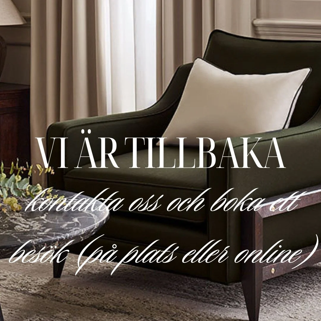 Efter en v&auml;lf&ouml;rtj&auml;nt sommarpaus &auml;r vi tillbaka och ser fram emot en ny s&auml;song fylld med sp&auml;nnande uppdrag.

Vi st&aring;r redo att hj&auml;lpa dig med textilier till ditt hem eller projekt.

V&auml;lkommen att h&ouml;ra 