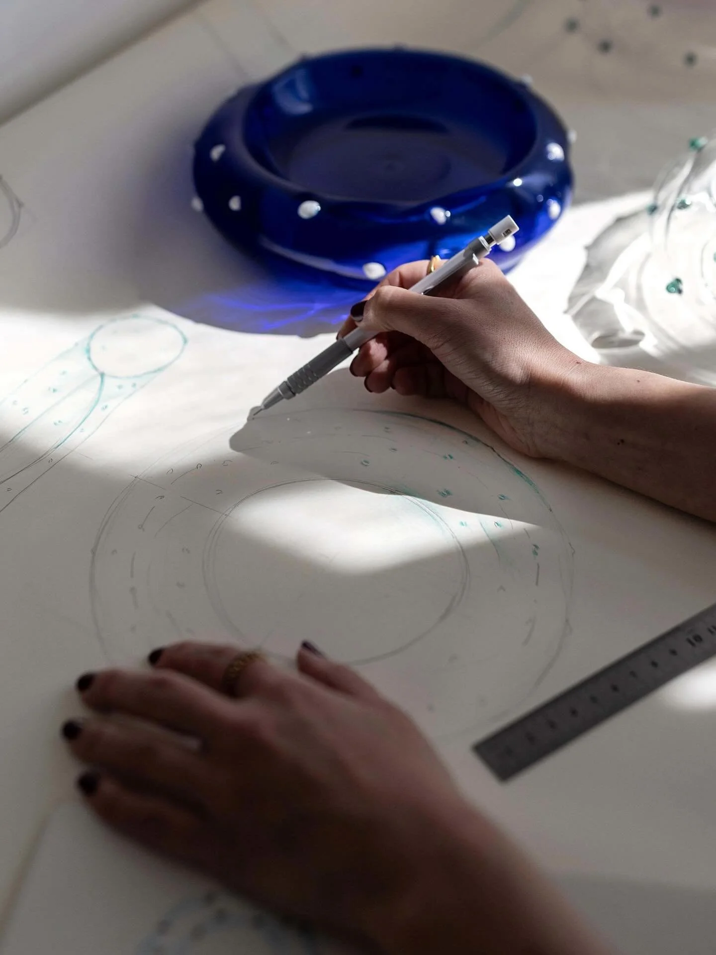 From sketch to object, fragments of the Salgados process at the Lisbon Studio. Photo by @adalbertoduarte.eu 

#designedinlisbon #contemporaryglass #designprocess #lisboa #catarinapachecodesign