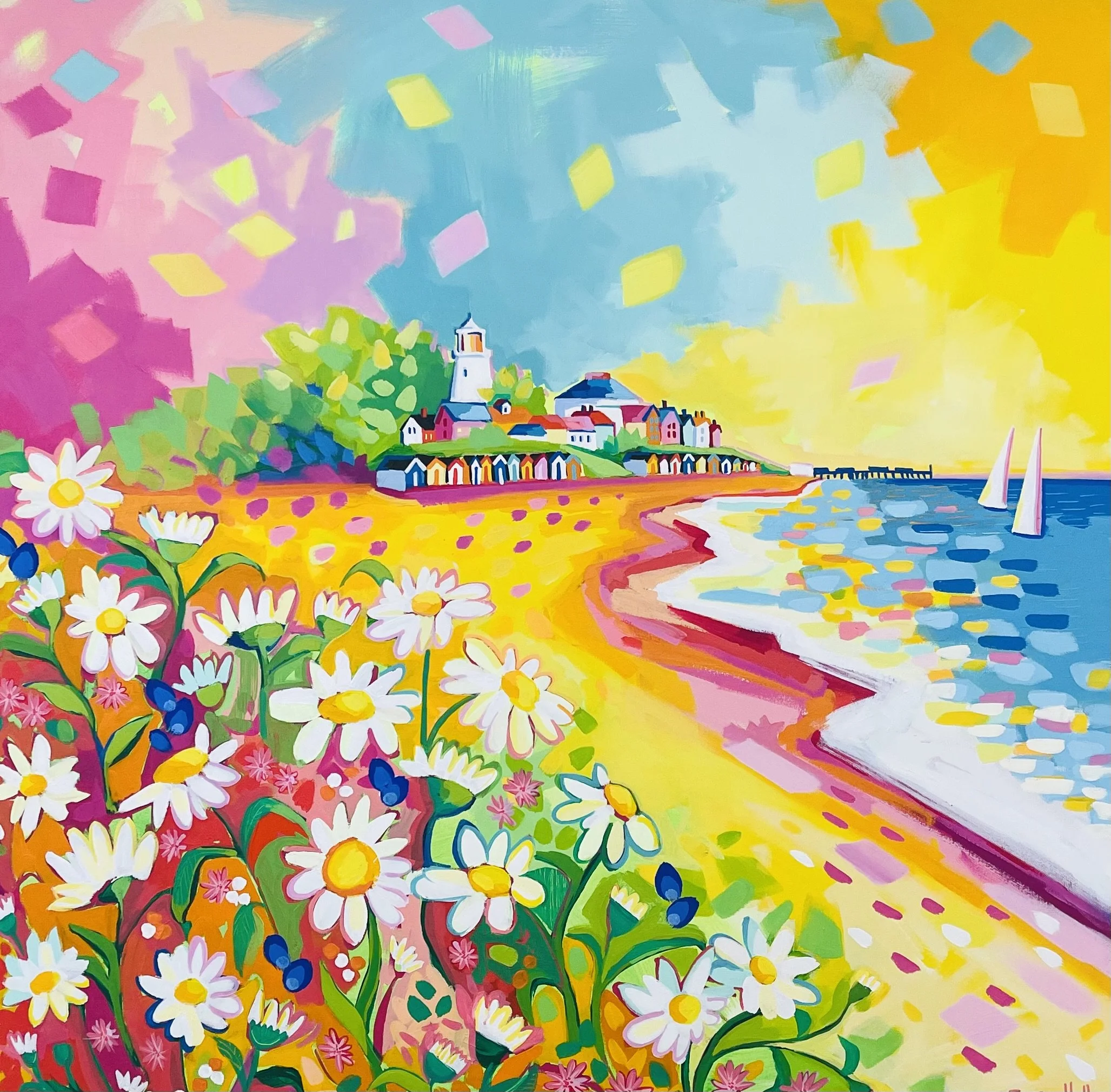 Wild Daisies by the Sea 100x100cm £2500