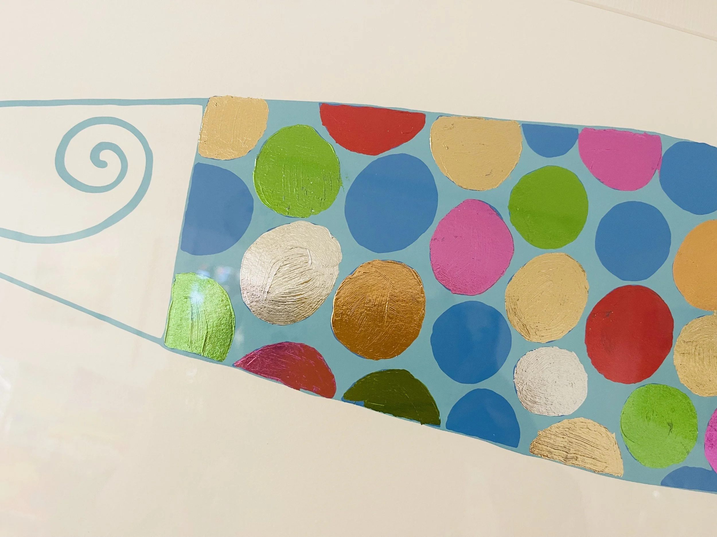 Silk screen print with 7 coloured foils
Hand silk screen printed with hand applied  foils in seven gorgeous colours. 
Framed £395
Unframed £295