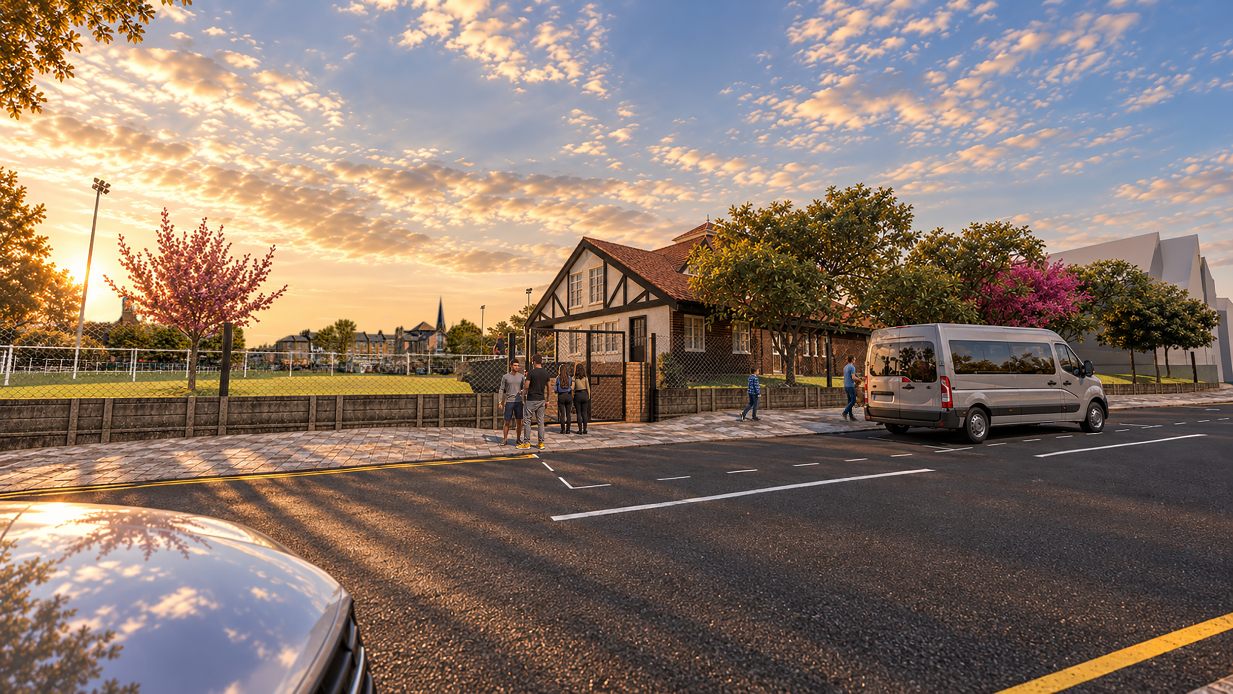 Proposed view across the fields to Trinity Road